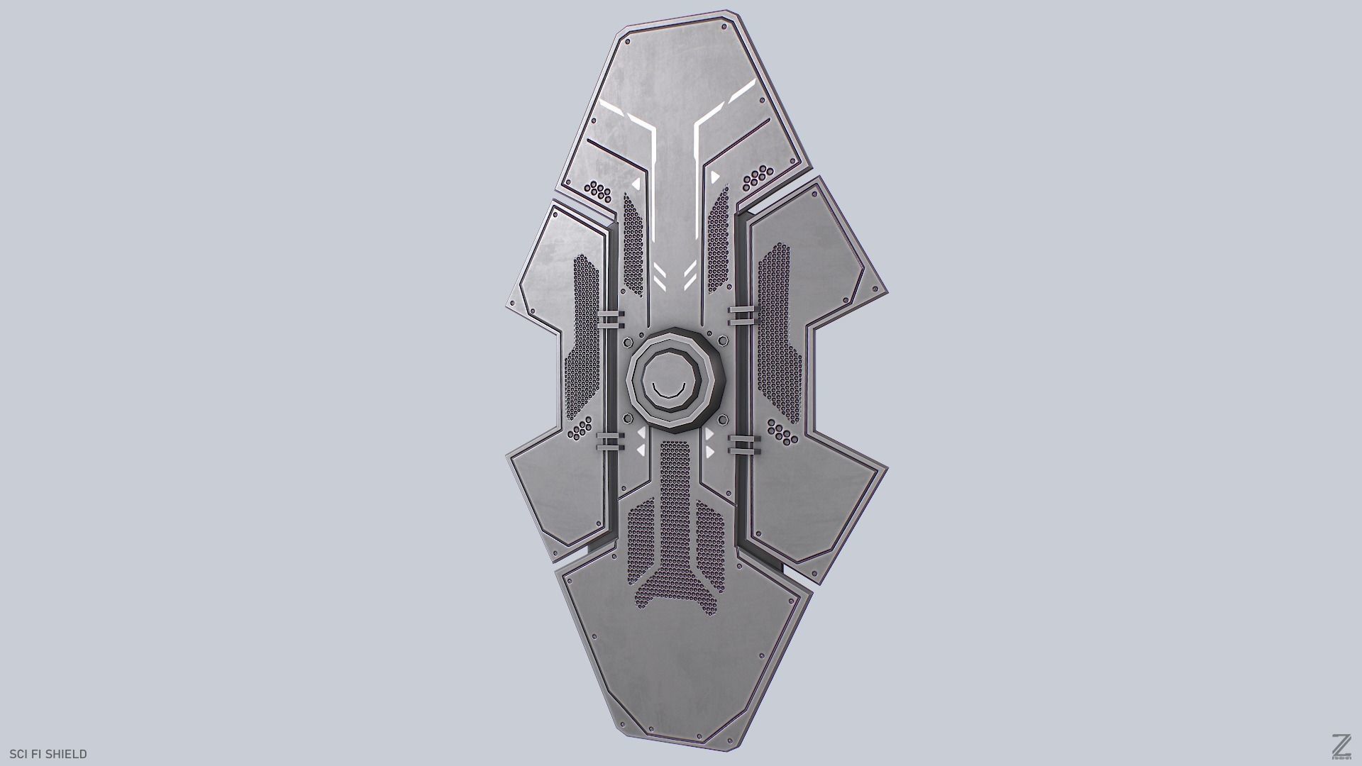 Sci fi shield Low-poly 3D model_2