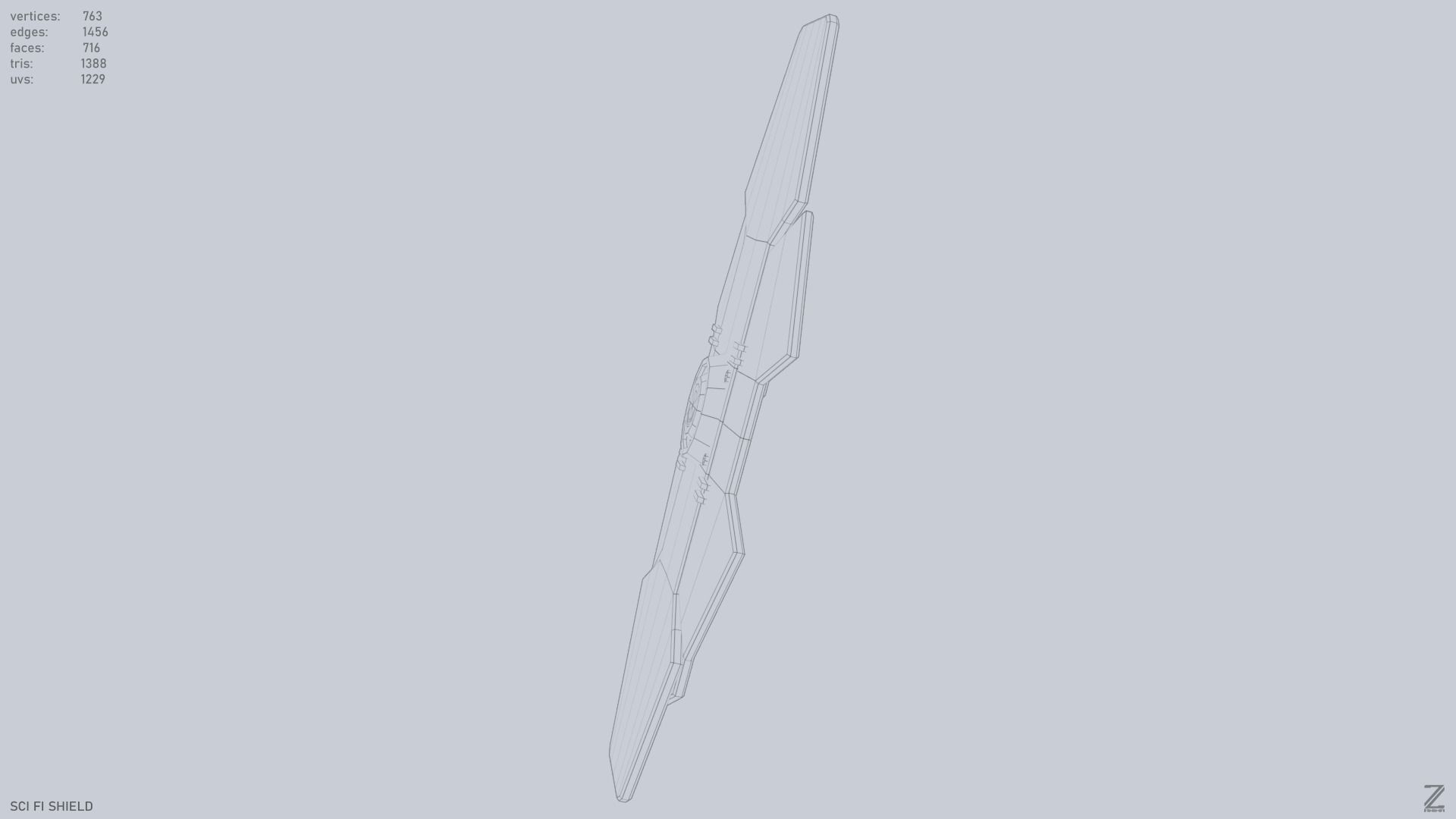 Sci fi shield Low-poly 3D model_12