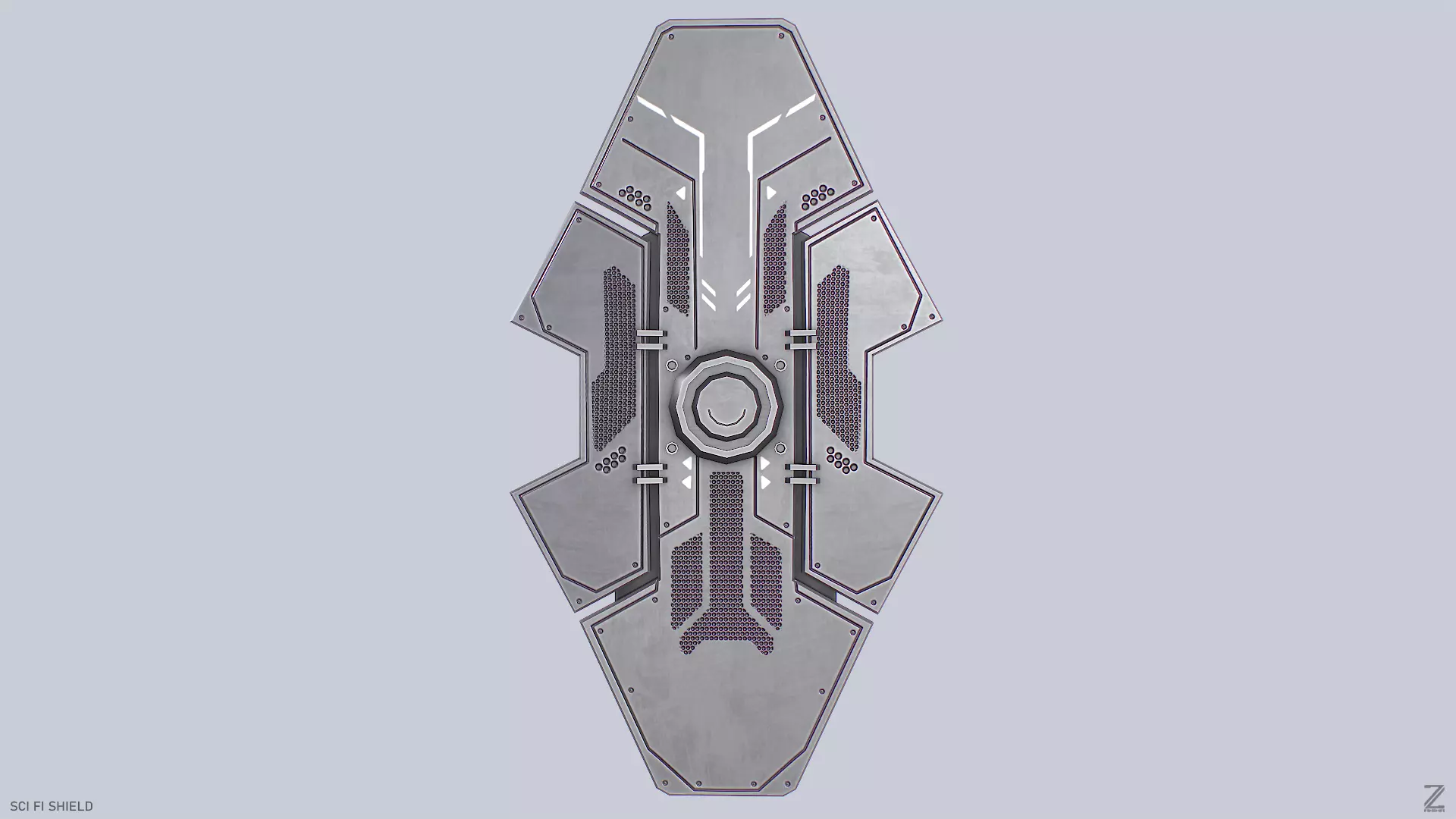 Sci fi shield Low-poly 3D model_0