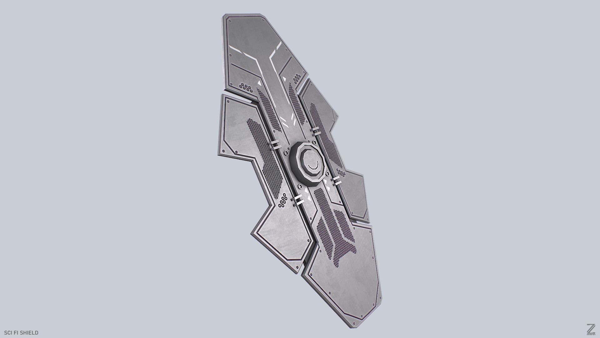 Sci fi shield Low-poly 3D model_7