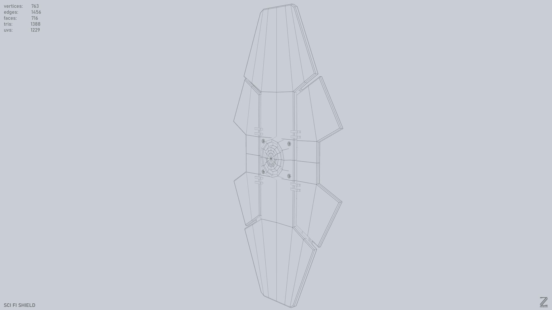 Sci fi shield Low-poly 3D model_10