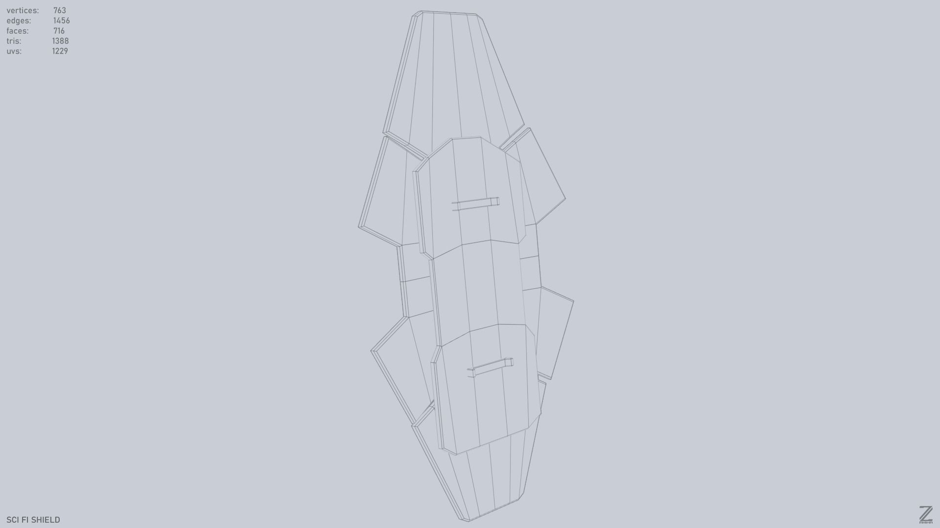 Sci fi shield Low-poly 3D model_13