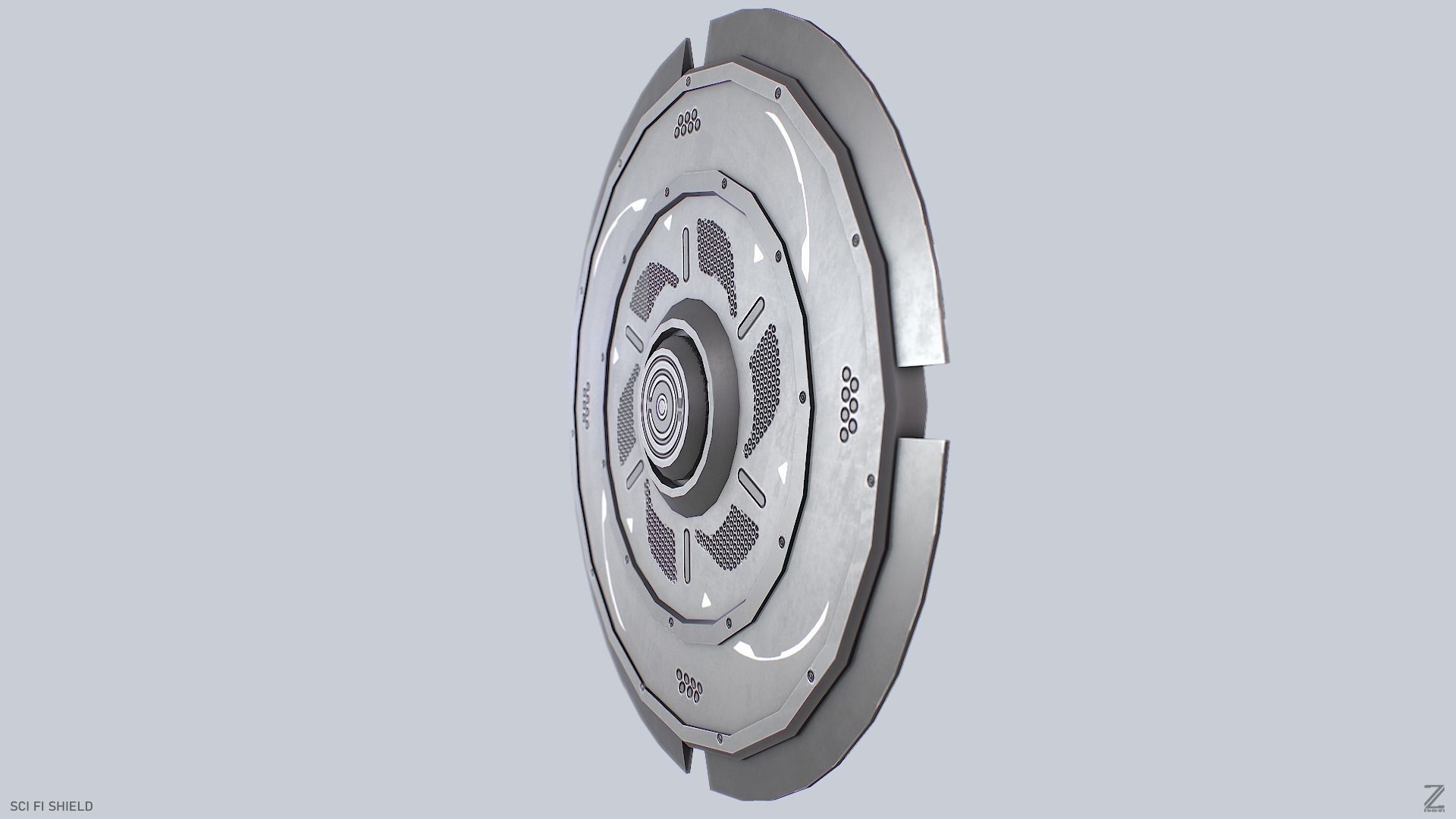 Sci fi shield Low-poly 3D model_4