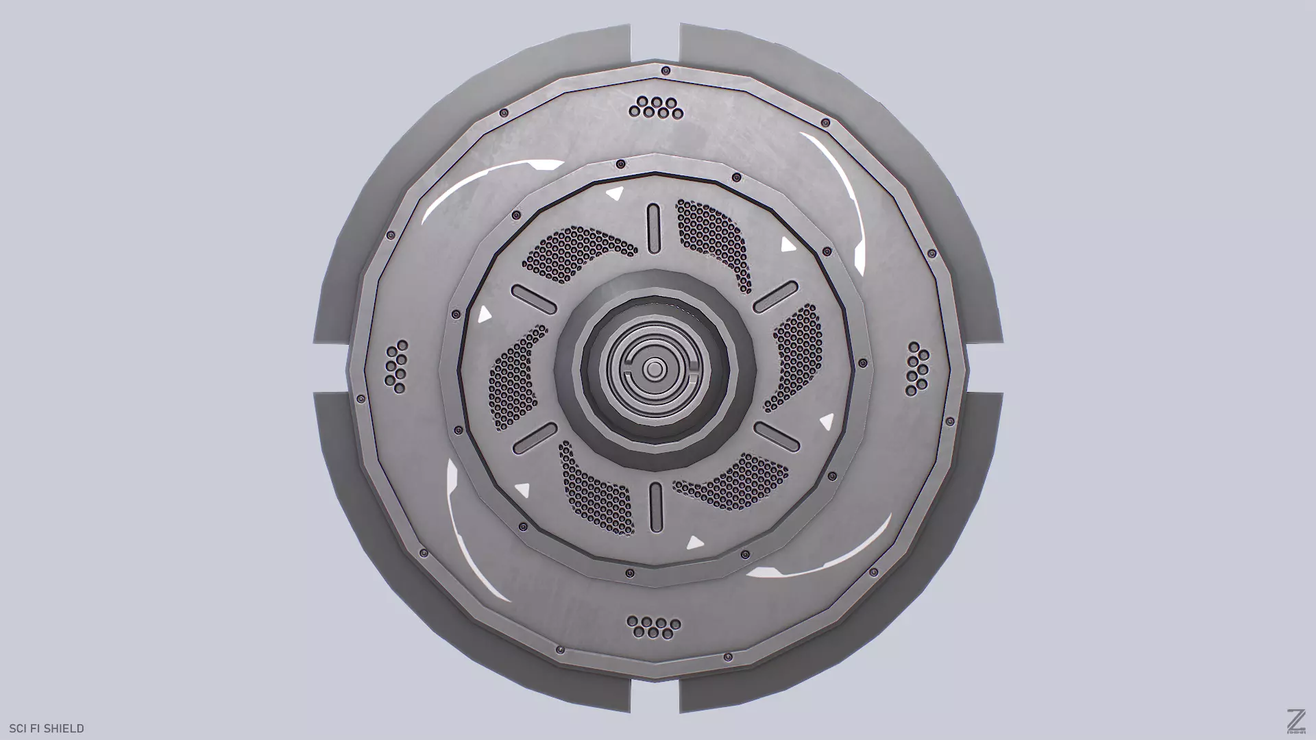 Sci fi shield Low-poly 3D model_0