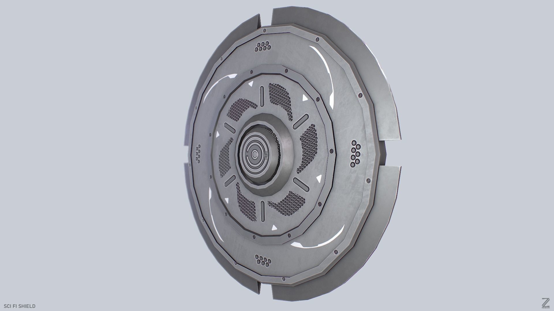 Sci fi shield Low-poly 3D model_2