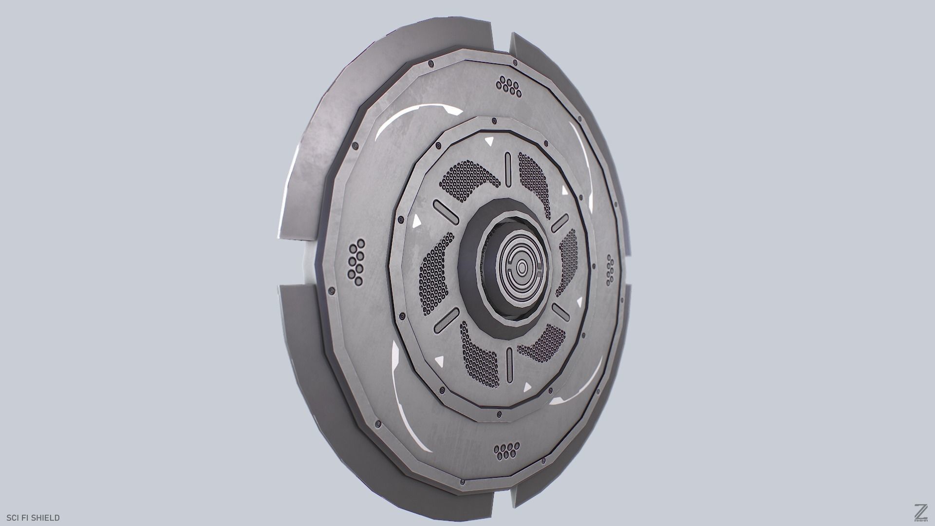 Sci fi shield Low-poly 3D model_7
