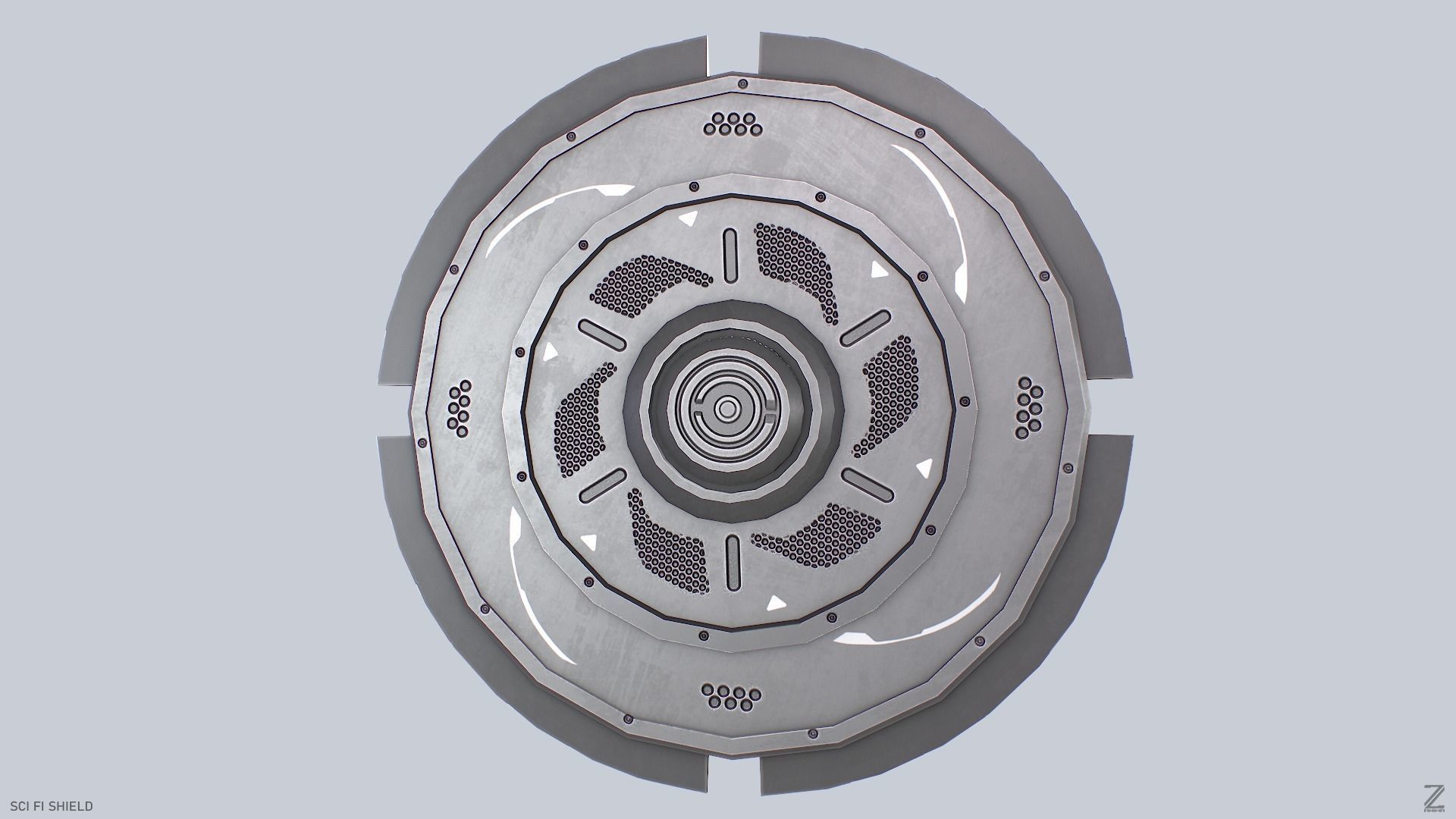 Sci fi shield Low-poly 3D model_8