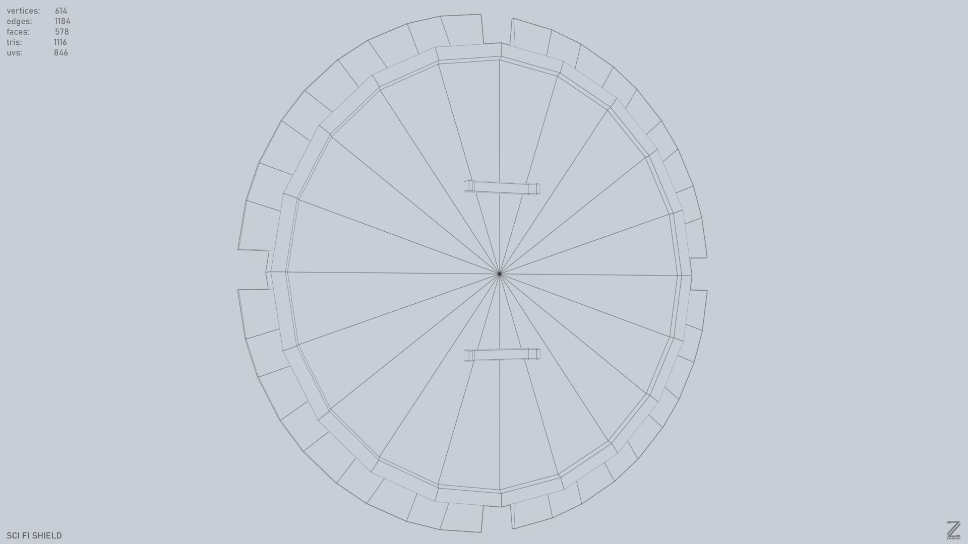 Sci fi shield Low-poly 3D model_13