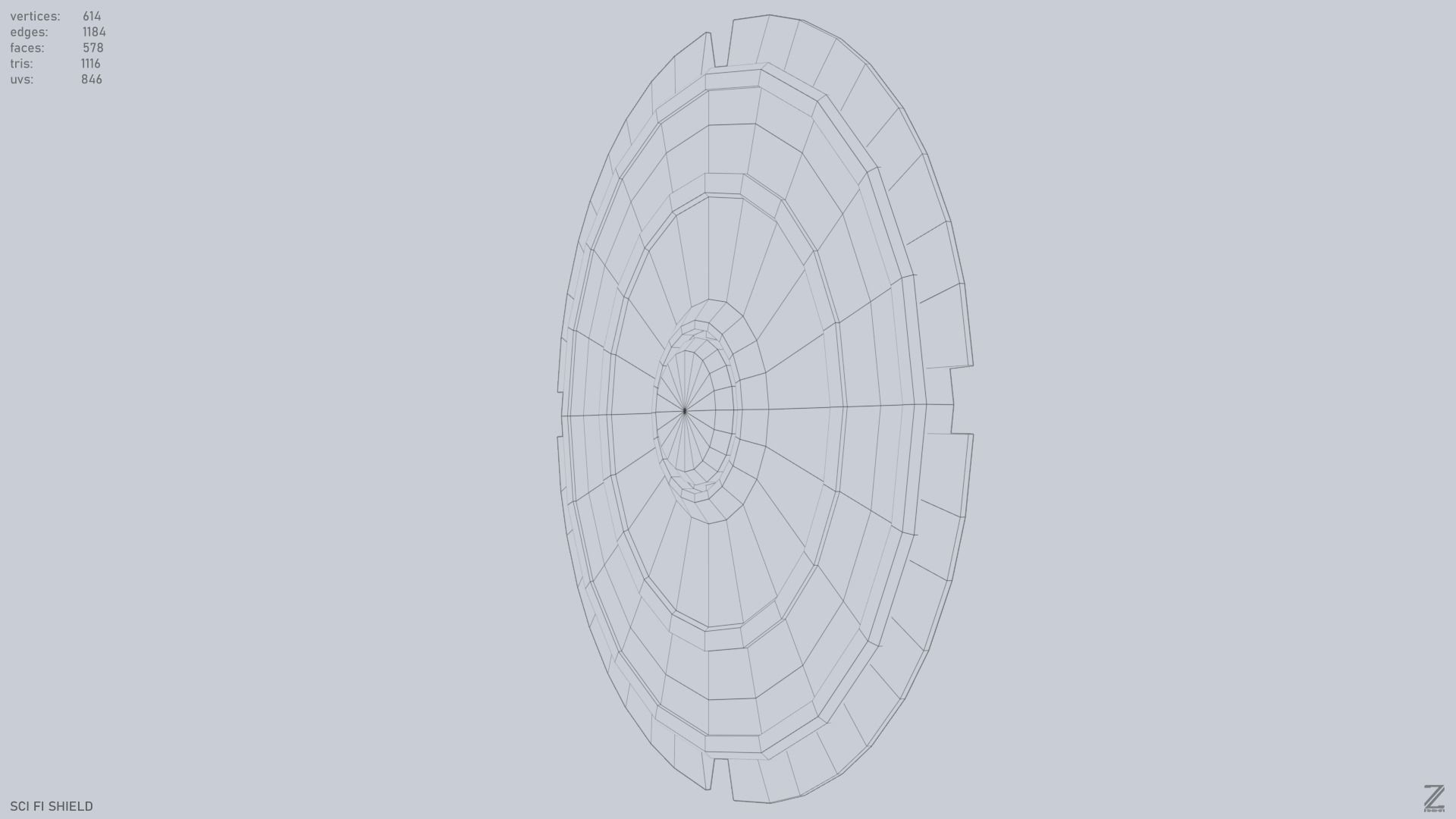 Sci fi shield Low-poly 3D model_11