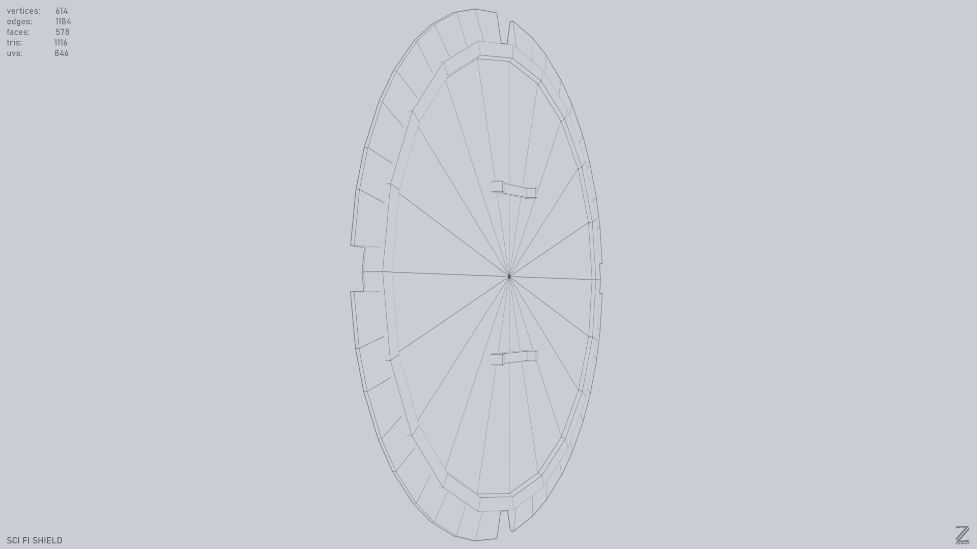 Sci fi shield Low-poly 3D model_12
