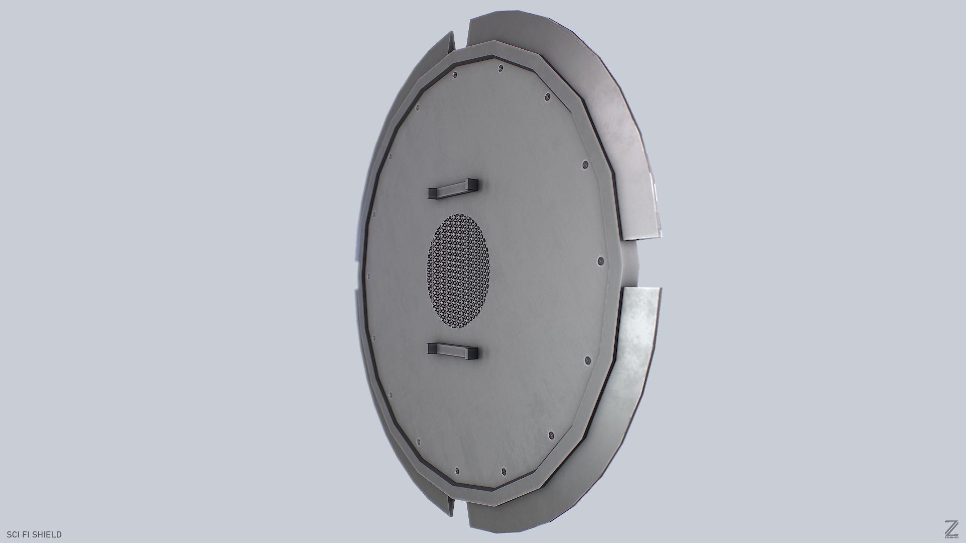 Sci fi shield Low-poly 3D model_6