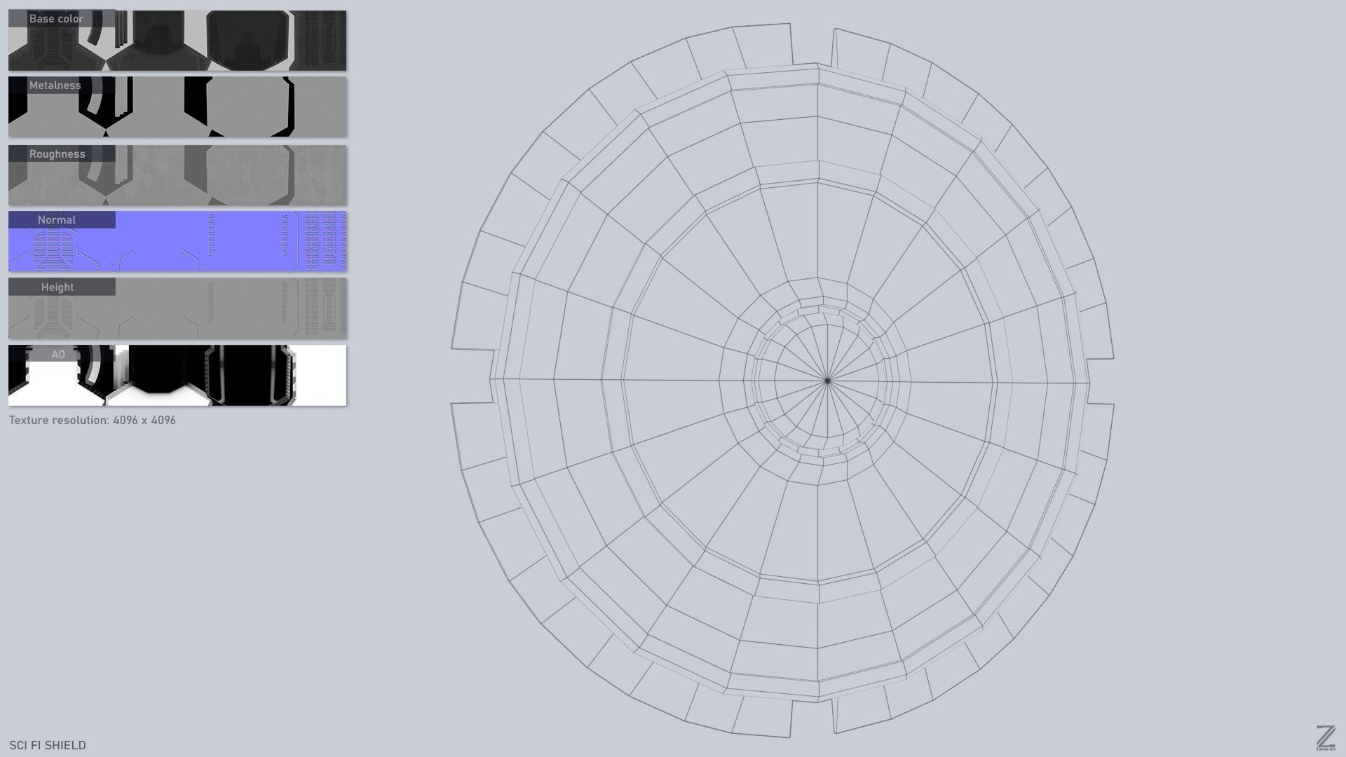 Sci fi shield Low-poly 3D model_3