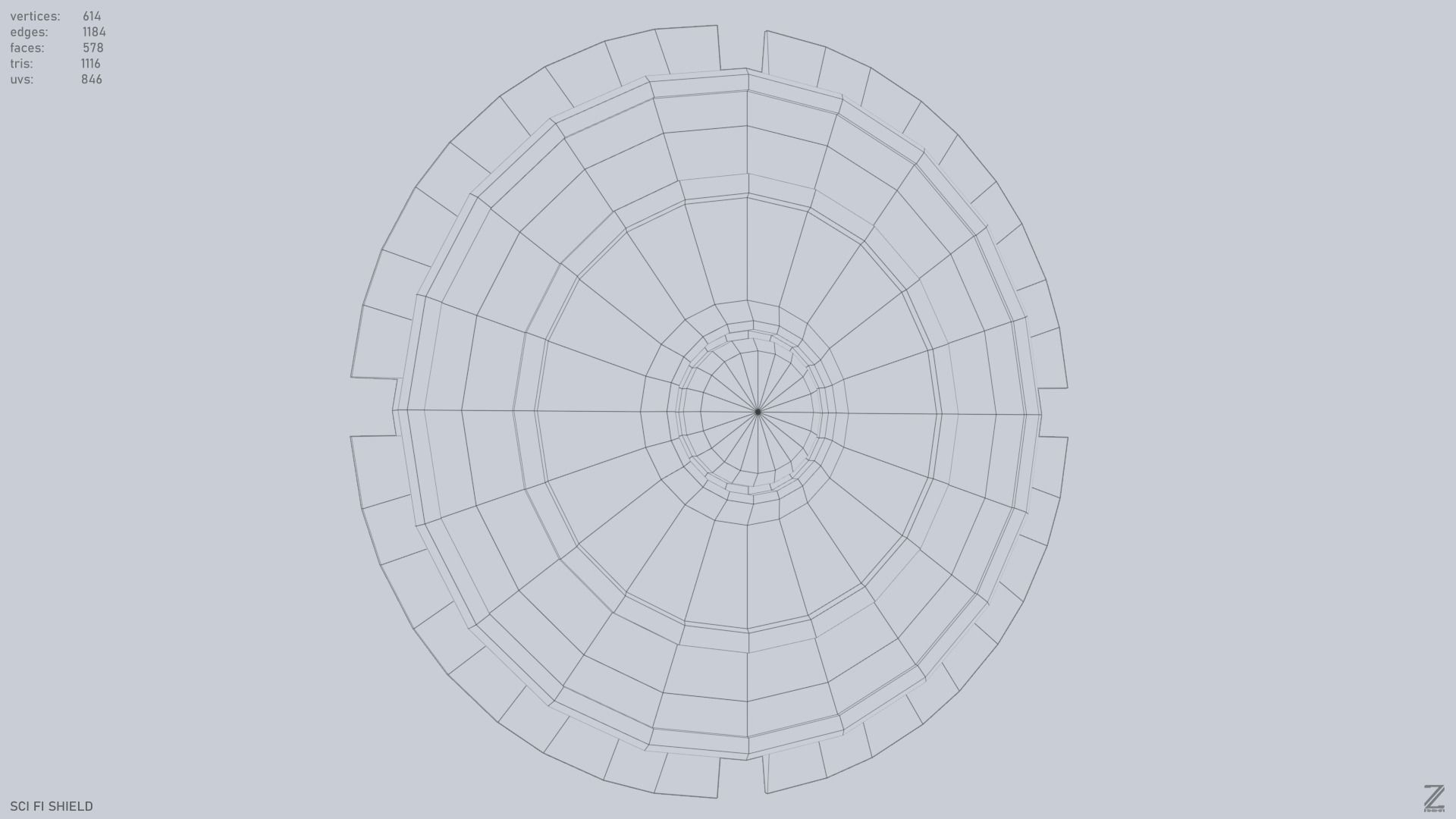 Sci fi shield Low-poly 3D model_15