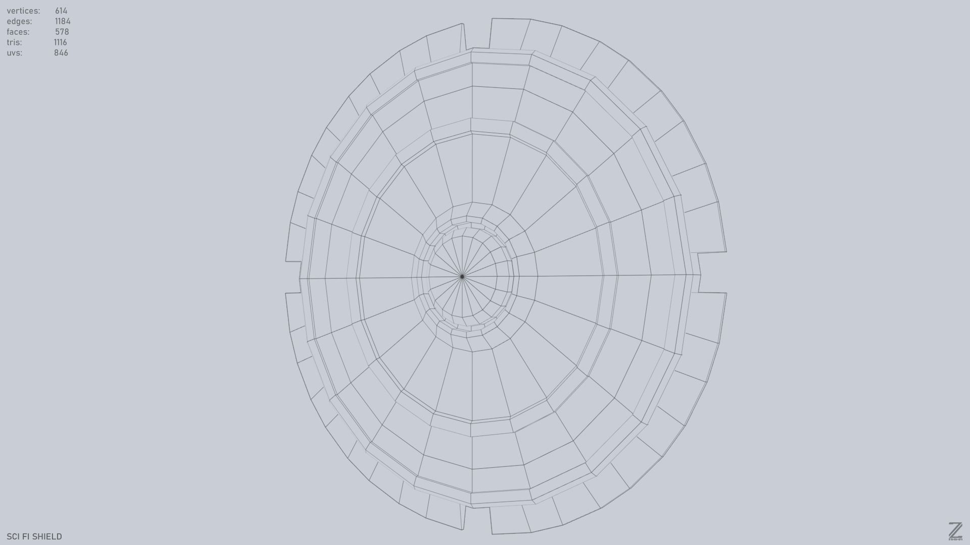 Sci fi shield Low-poly 3D model_10