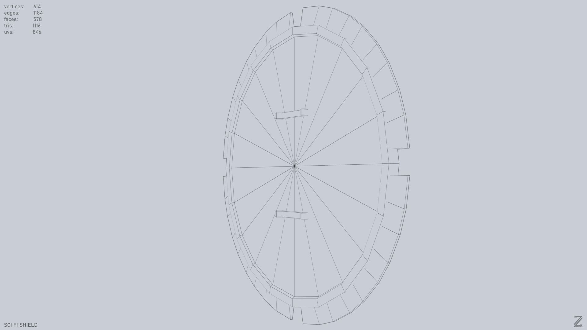 Sci fi shield Low-poly 3D model_14