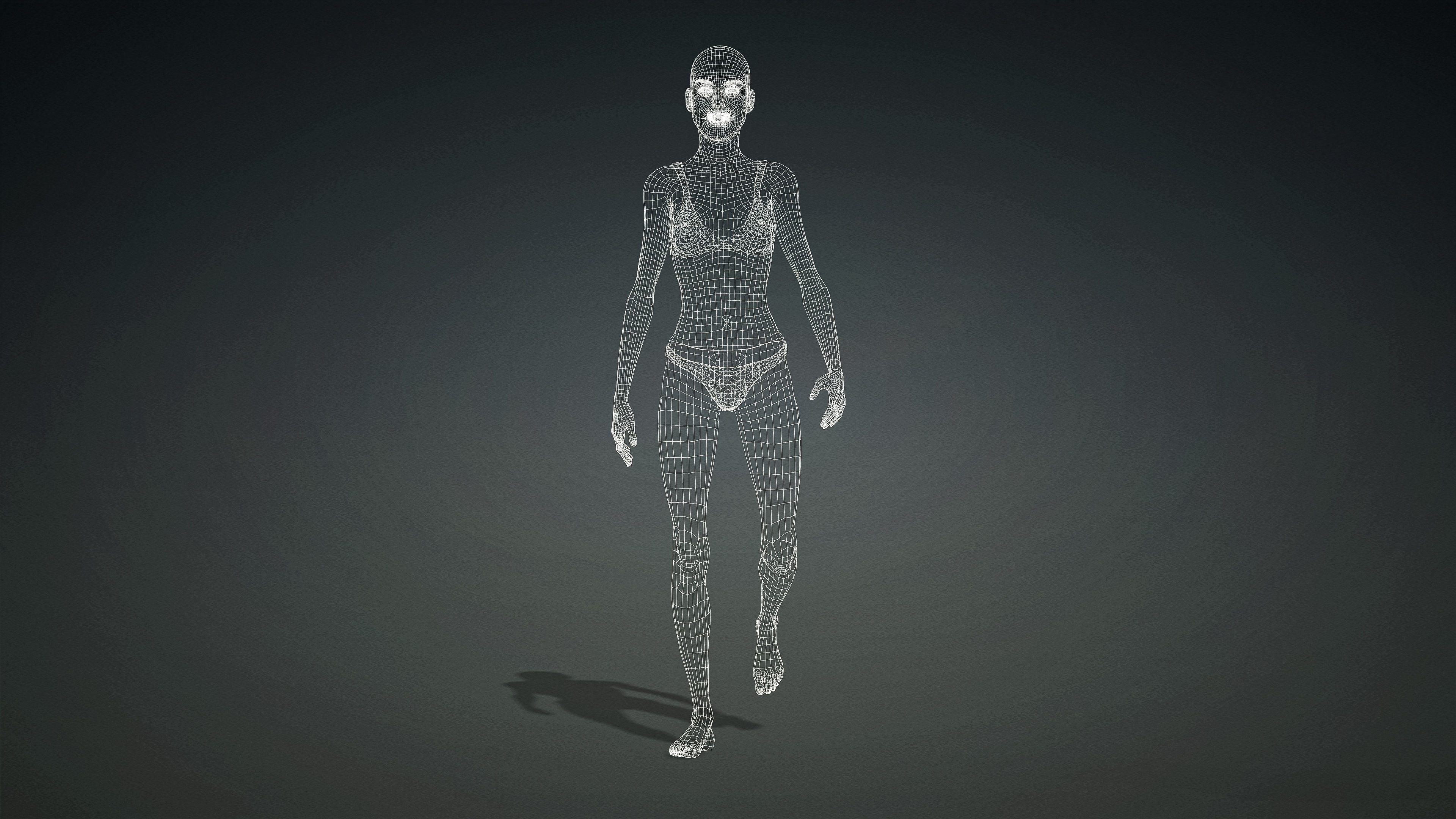 High Quality Realistic Female Base Mesh Skinny -Fully Rigged- Low-poly 3D model_23