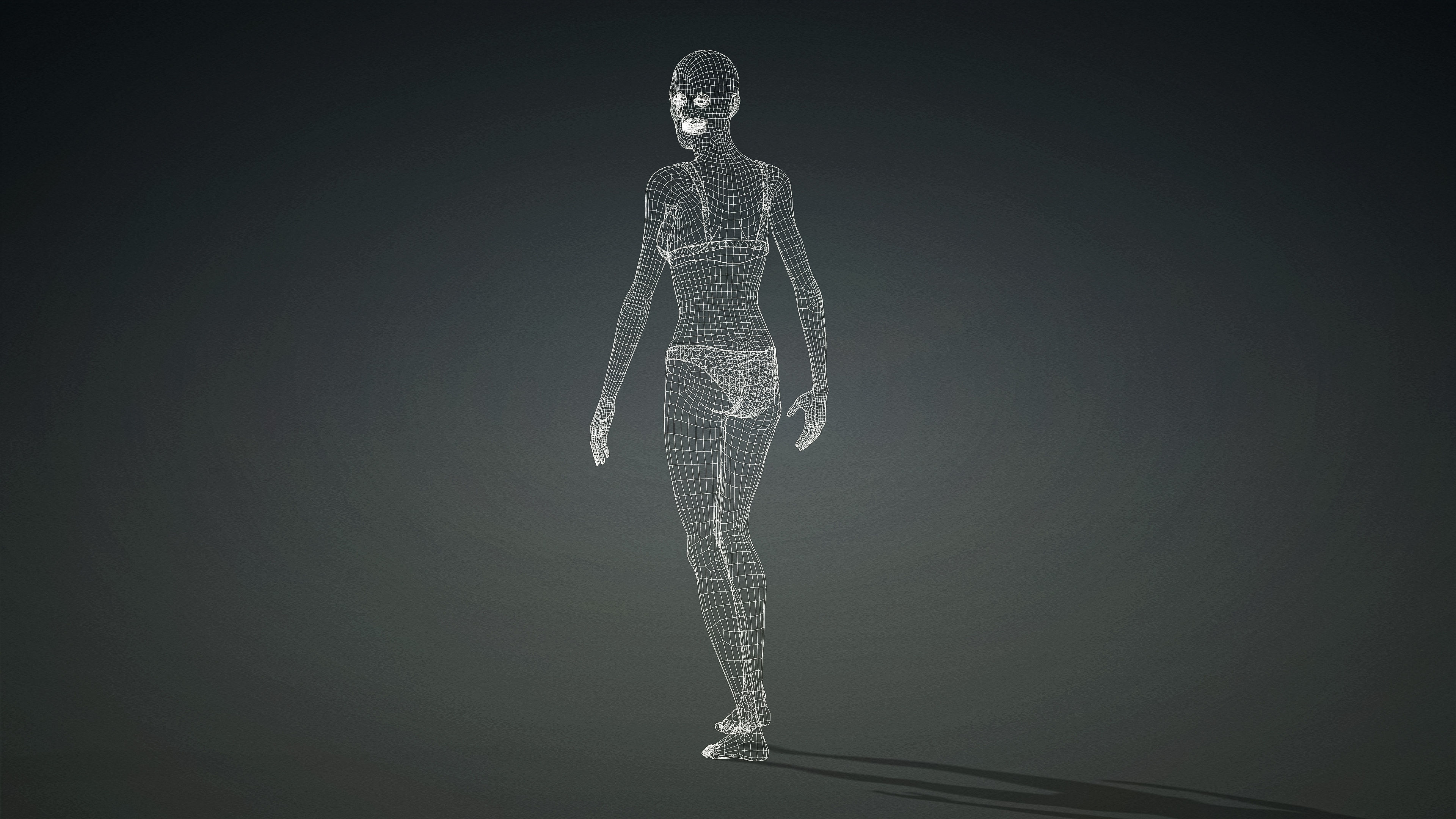 High Quality Realistic Female Base Mesh Skinny -Fully Rigged- Low-poly 3D model_28
