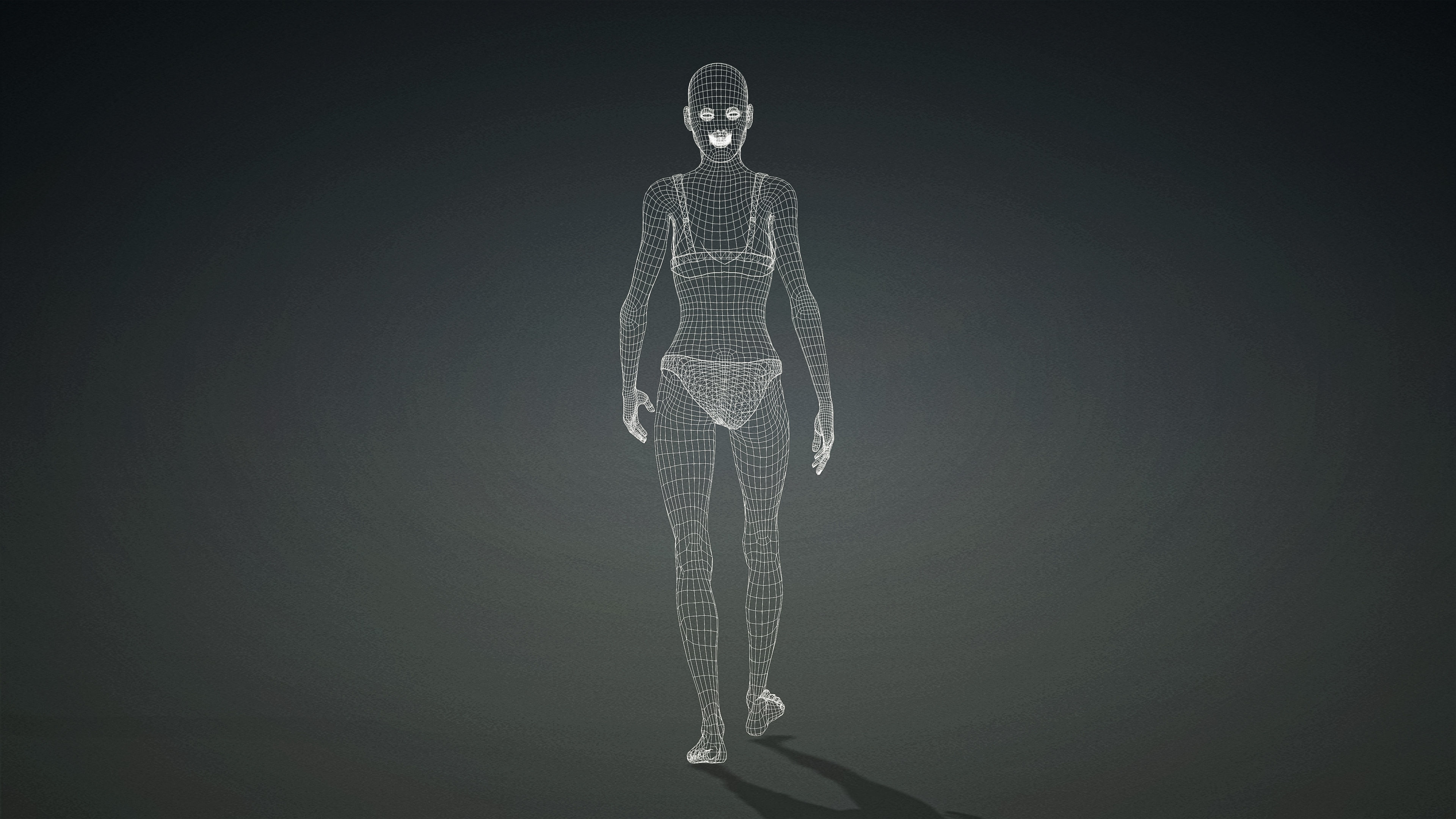 High Quality Realistic Female Base Mesh Skinny -Fully Rigged- Low-poly 3D model_29