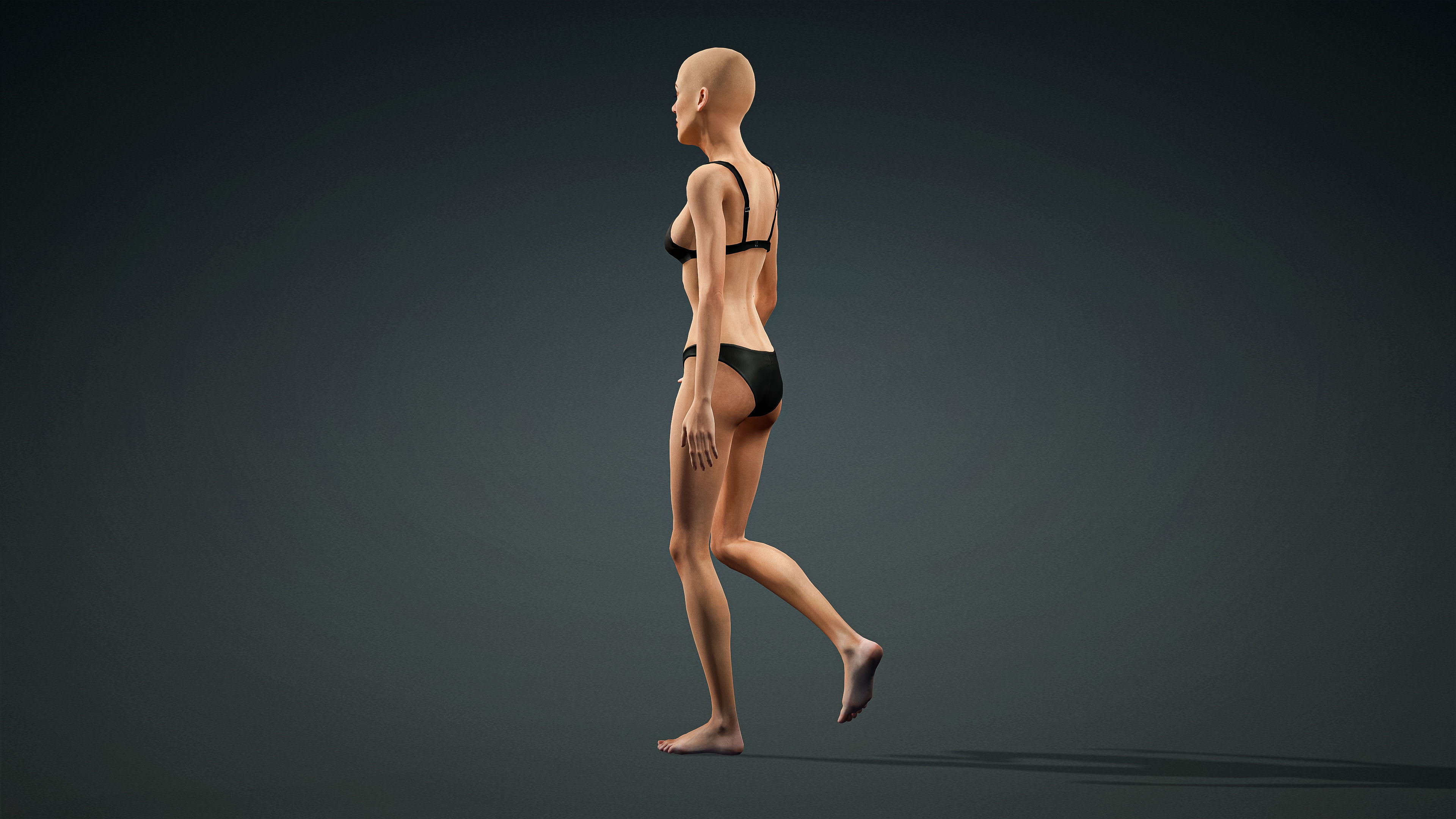 High Quality Realistic Female Base Mesh Skinny -Fully Rigged- Low-poly 3D model_7