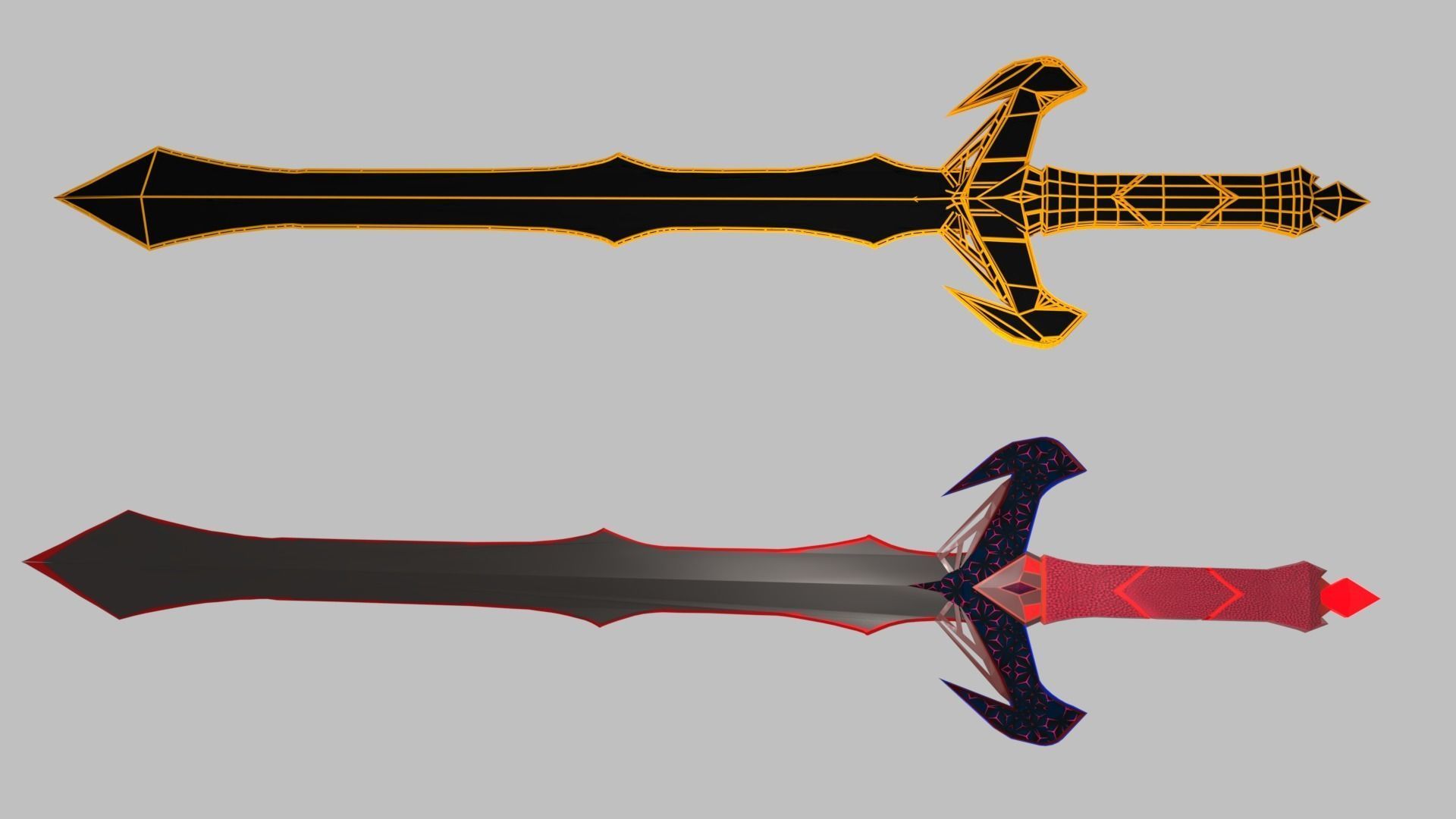 Sci-Fi Sword Neon Low Poly Low-poly 3D model_1