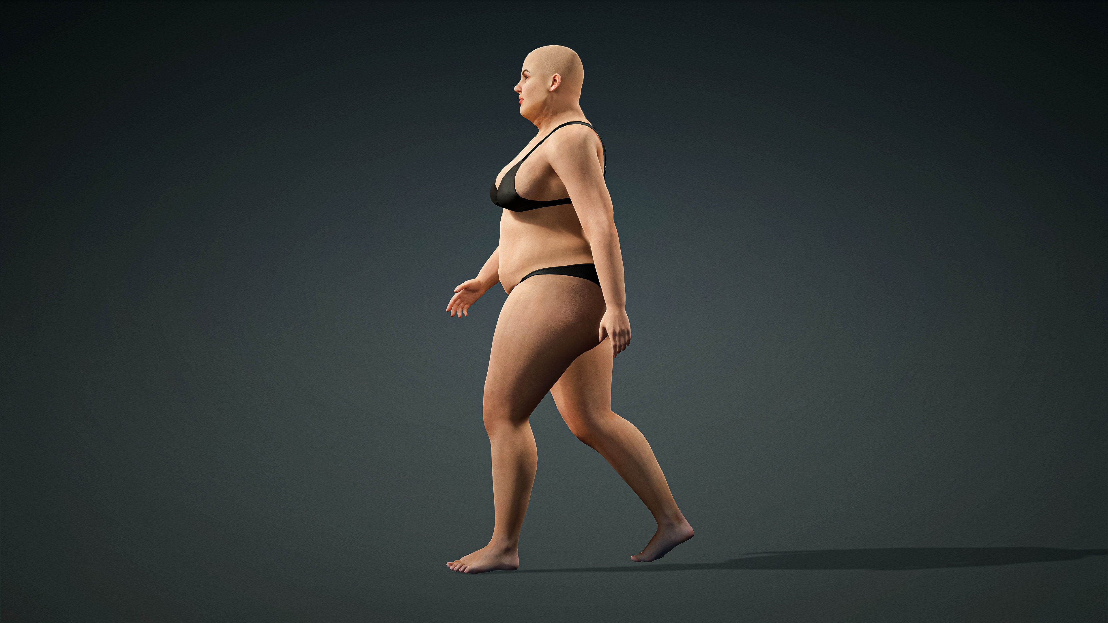 High Quality Realistic Female Base Mesh Fat -Fully Rigged- Low-poly 3D model_6