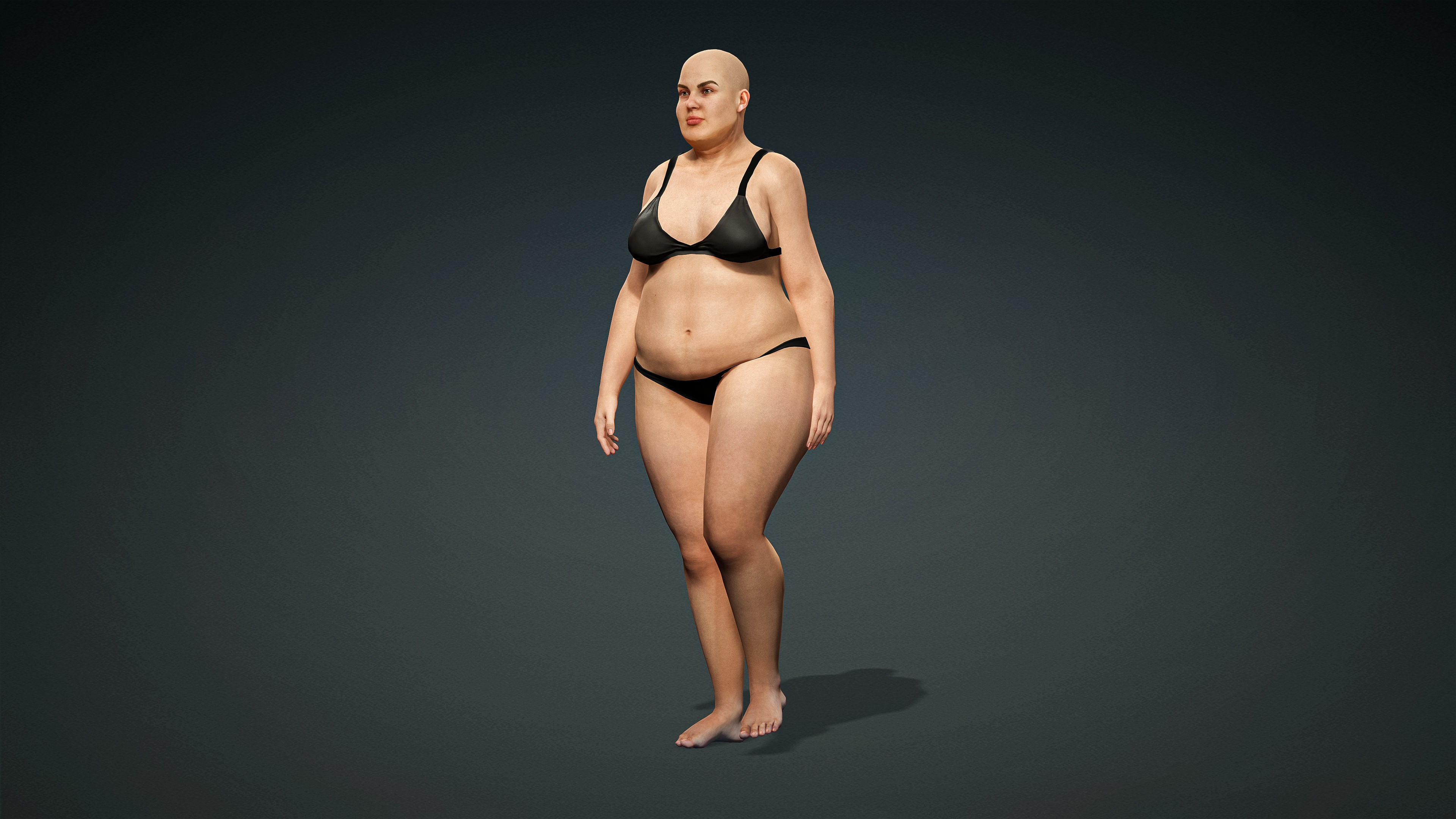 High Quality Realistic Female Base Mesh Fat -Fully Rigged- Low-poly 3D model_4