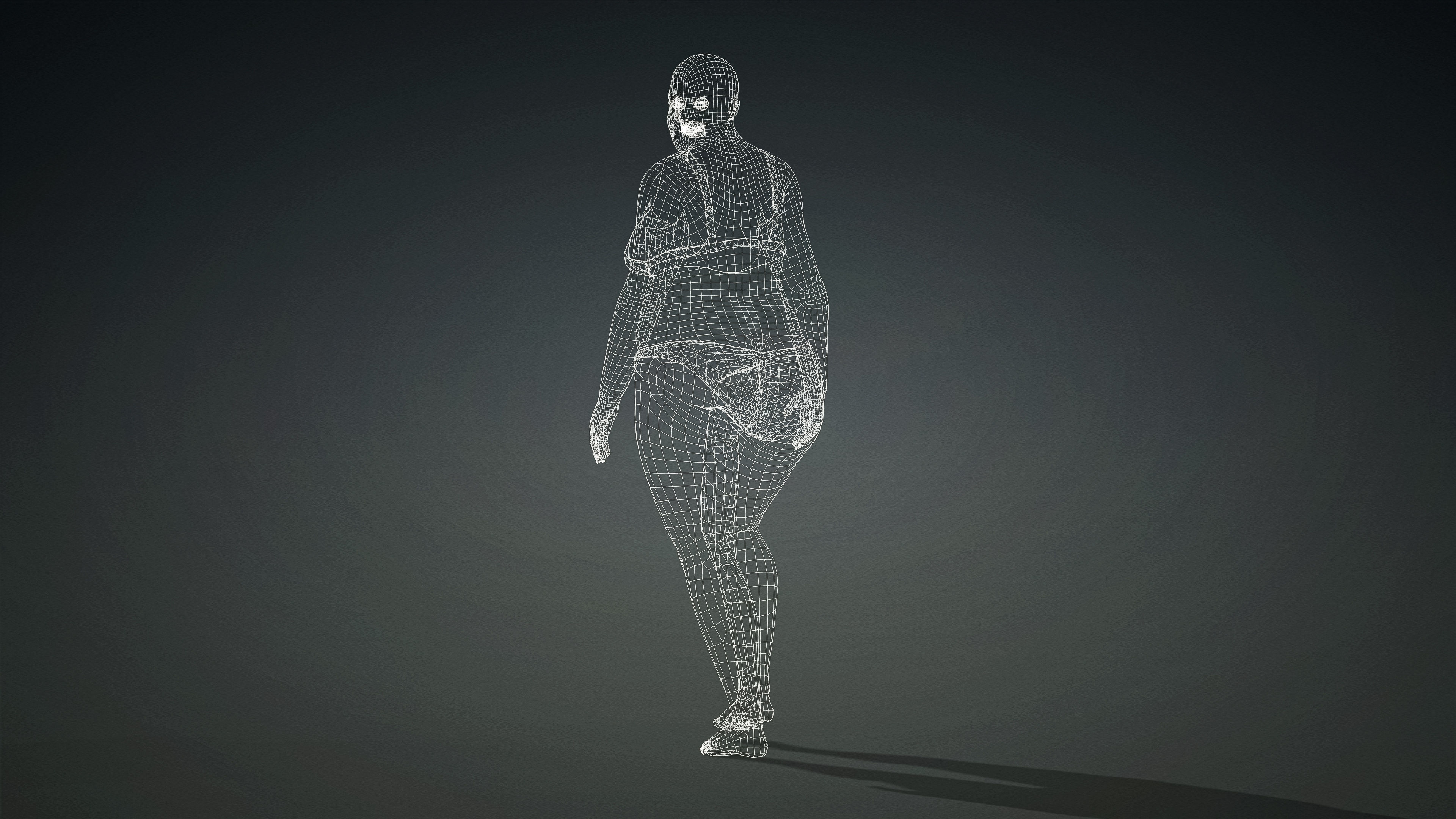 High Quality Realistic Female Base Mesh Fat -Fully Rigged- Low-poly 3D model_28