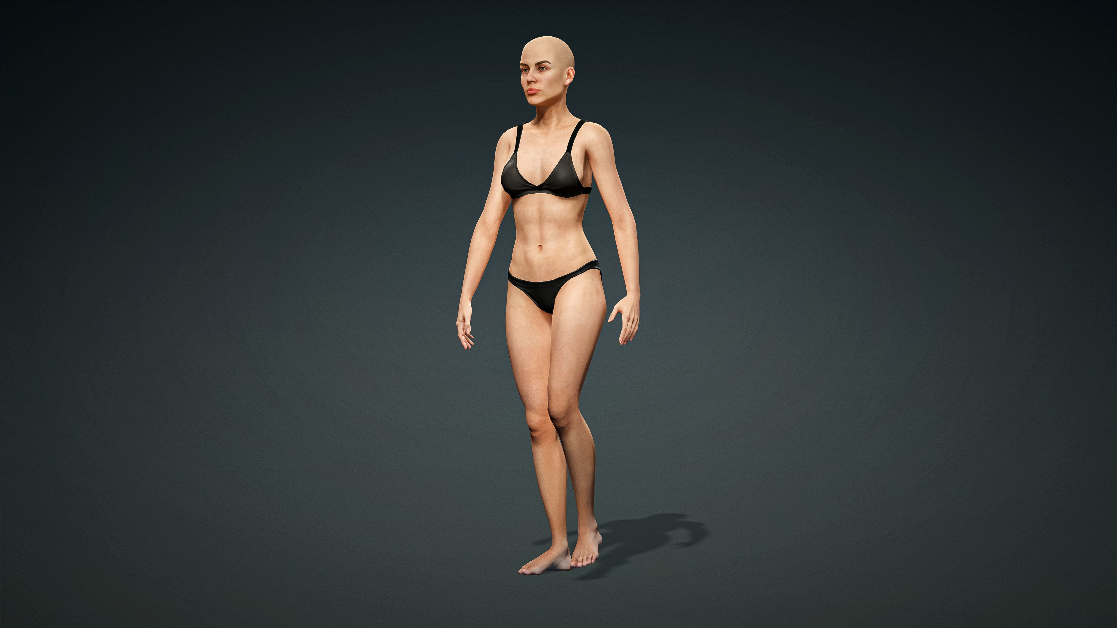 High Quality Realistic Female Base Mesh -Fully Rigged- Low-poly 3D model_4