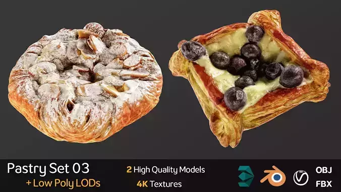 Pastry Set 03 Low-poly 3D model