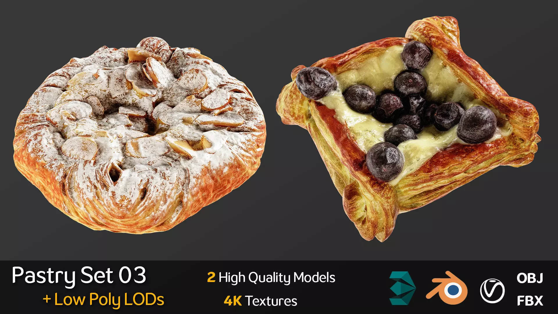 Pastry Set 03 Low-poly 3D model_0