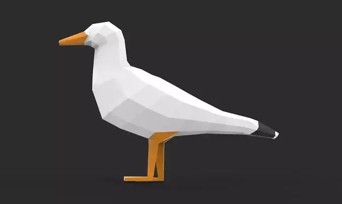 low poly Seagull Low-poly 3D model