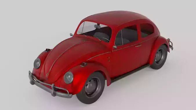 Car Volkswagen Beetie-1950 Low-poly 3D model