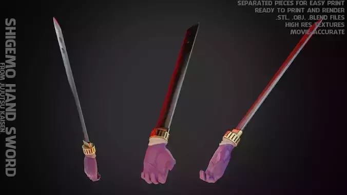 JuJuTsu Kaisen ShigemoHand Sword  for Cosplay 3D print model