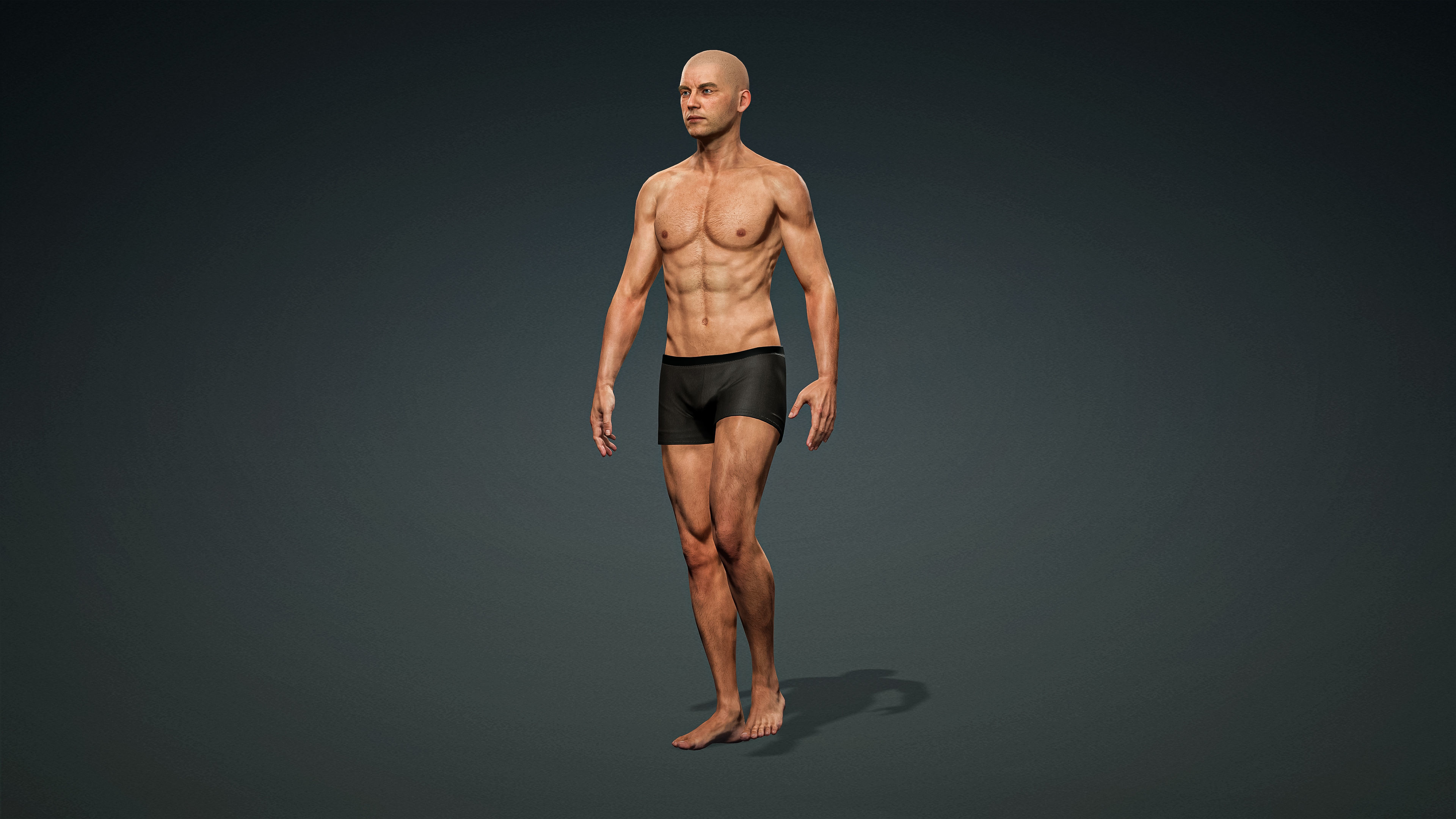 High Quality 3 Realistic Male Base Meshes -Fully Rigged- 3D Model Collection_7