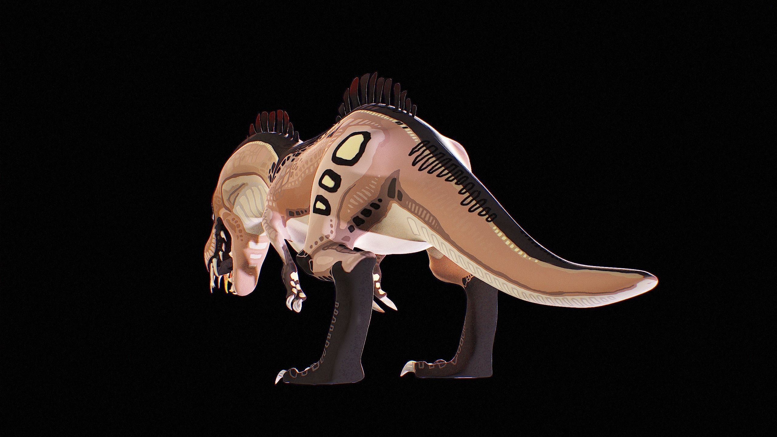 Alien Dinosaur Cartoon Gameready Low-poly 3D model_27