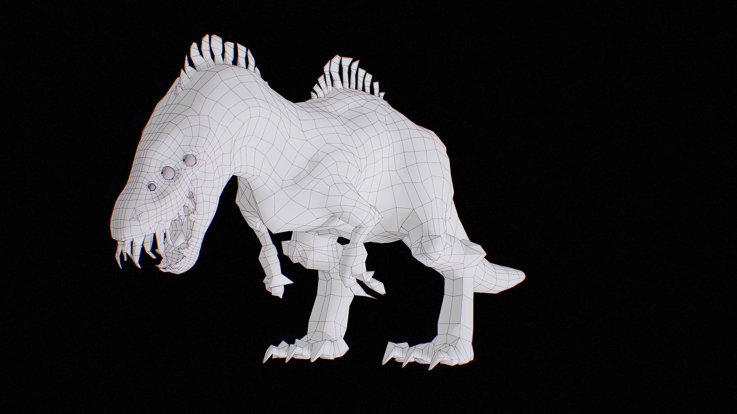 Alien Dinosaur Cartoon Gameready Low-poly 3D model_44