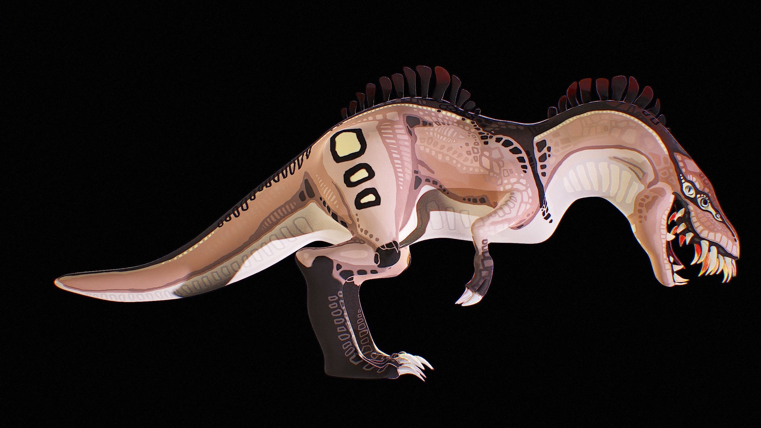 Alien Dinosaur Cartoon Gameready Low-poly 3D model_13