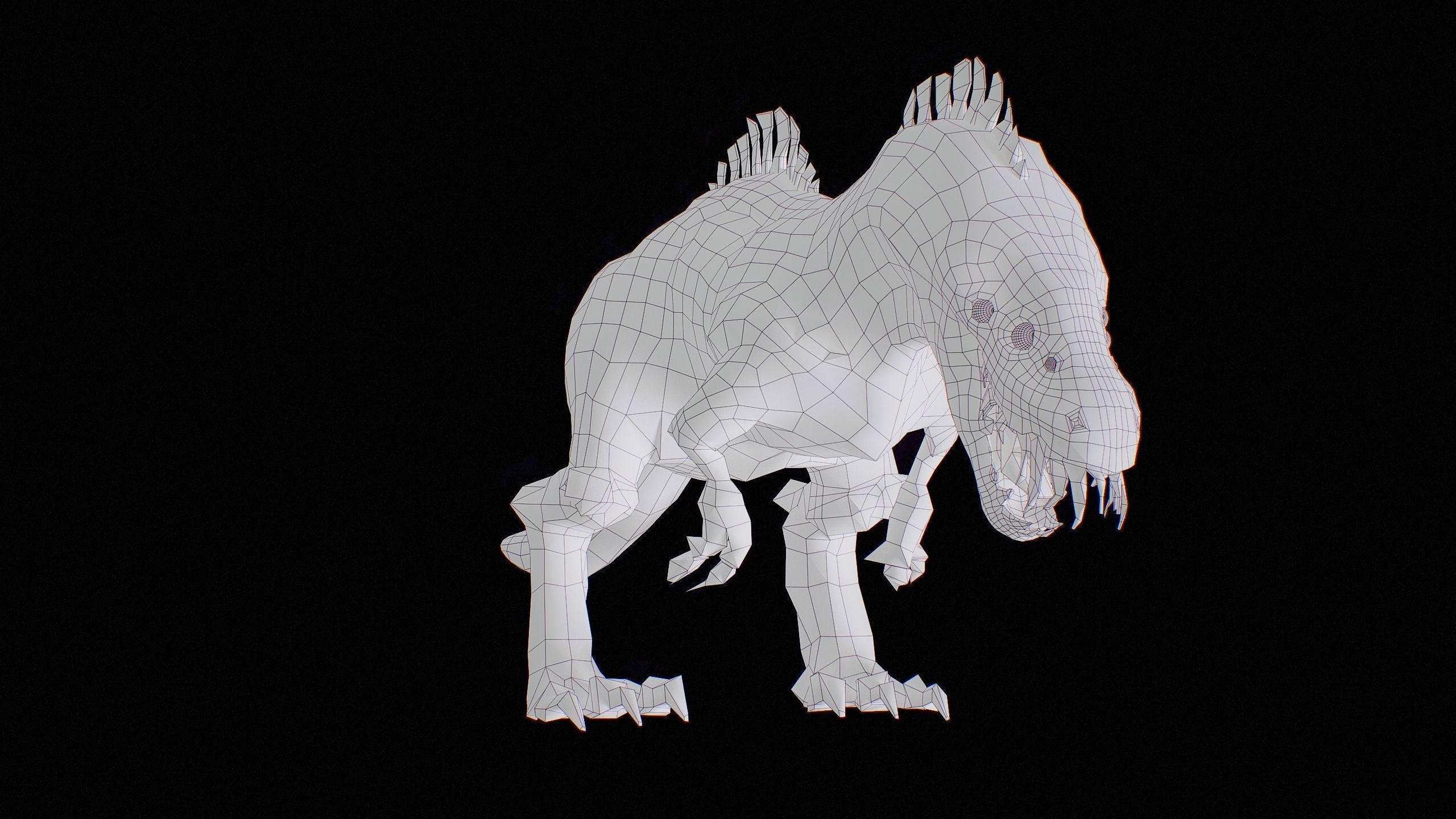 Alien Dinosaur Cartoon Gameready Low-poly 3D model_49