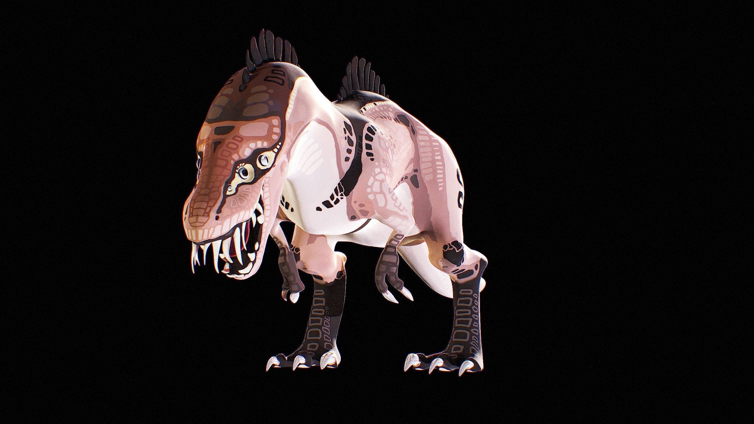 Alien Dinosaur Cartoon Gameready Low-poly 3D model_4