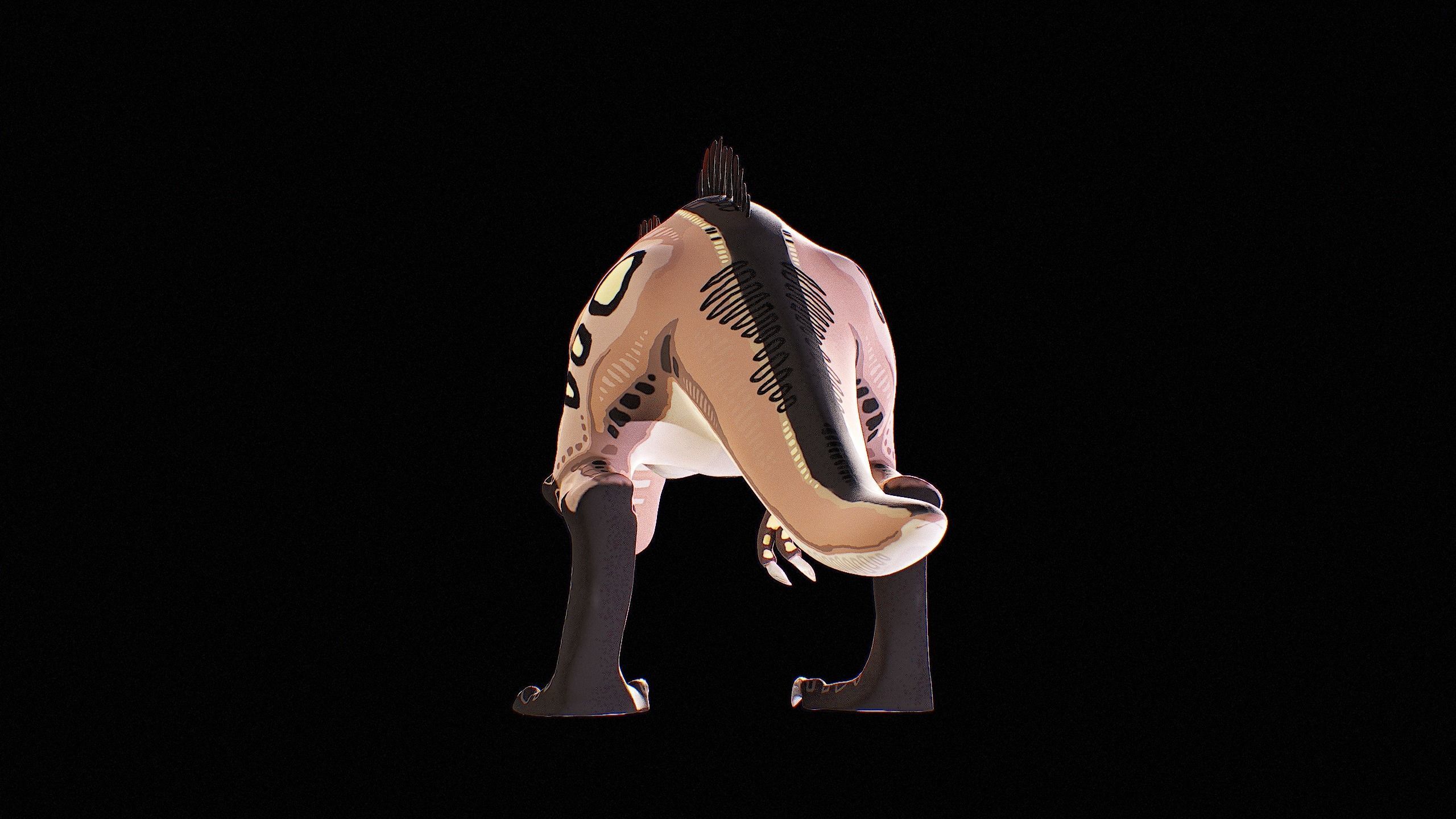 Alien Dinosaur Cartoon Gameready Low-poly 3D model_29
