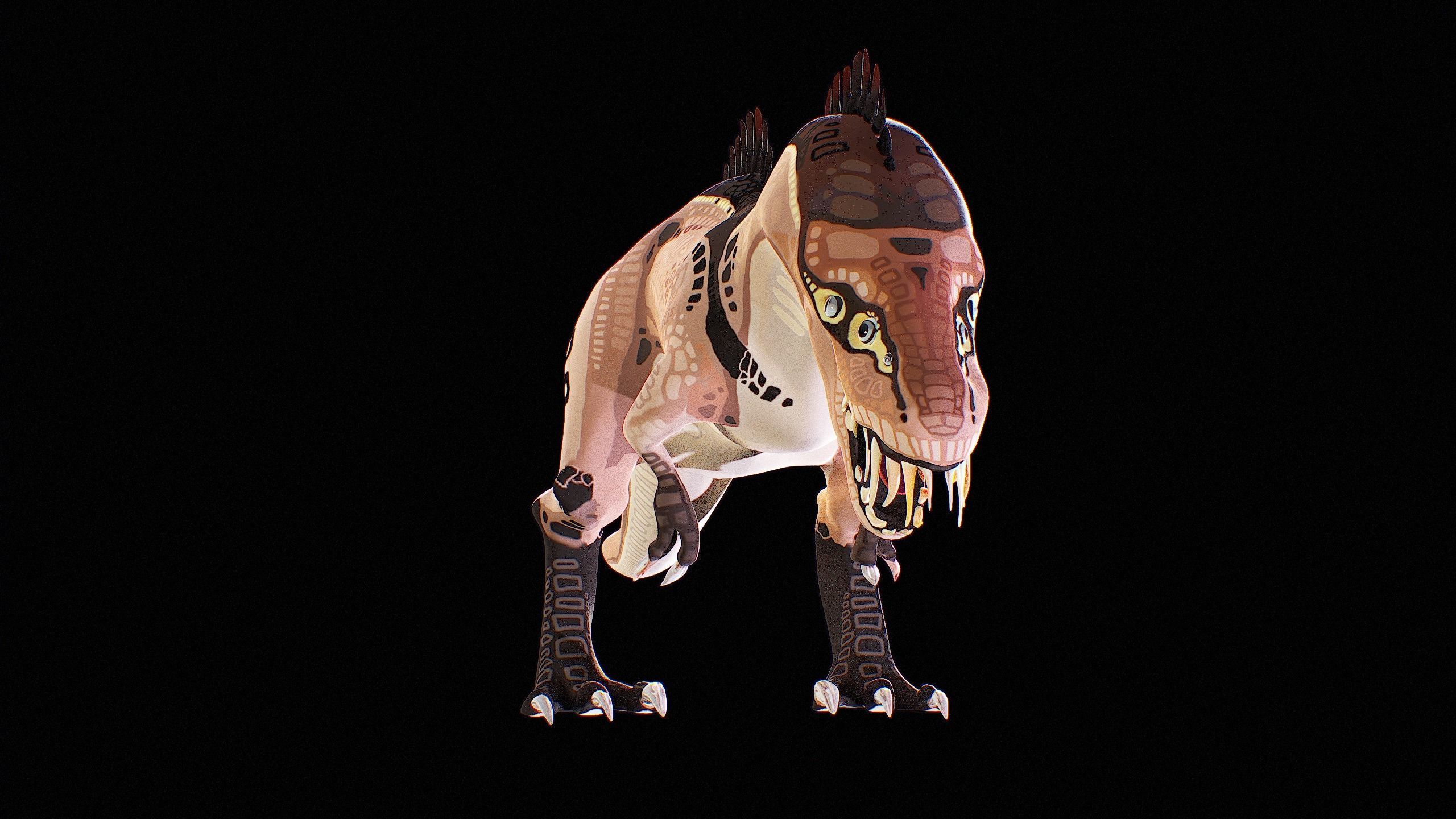 Alien Dinosaur Cartoon Gameready Low-poly 3D model_7