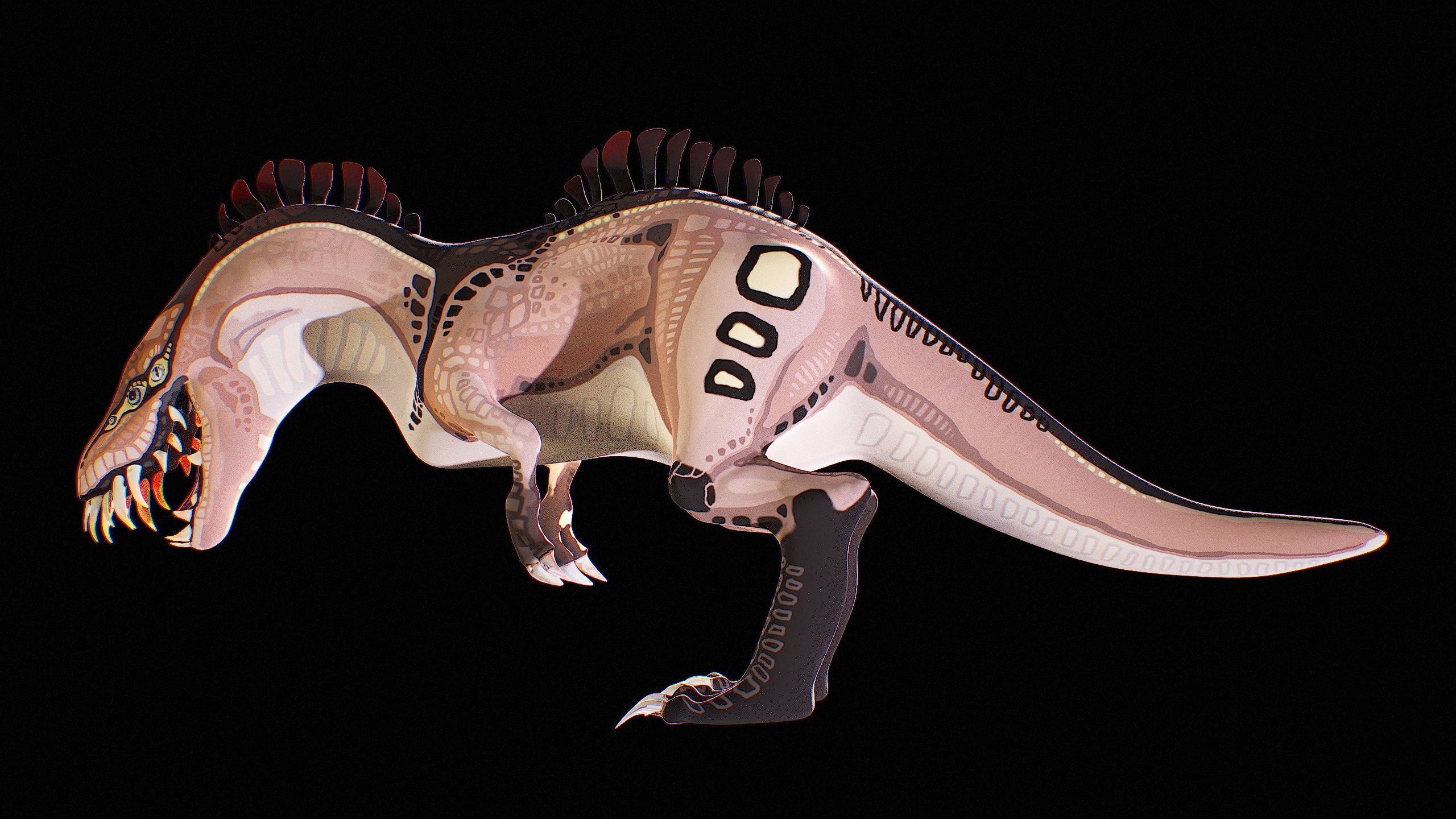 Alien Dinosaur Cartoon Gameready Low-poly 3D model_34