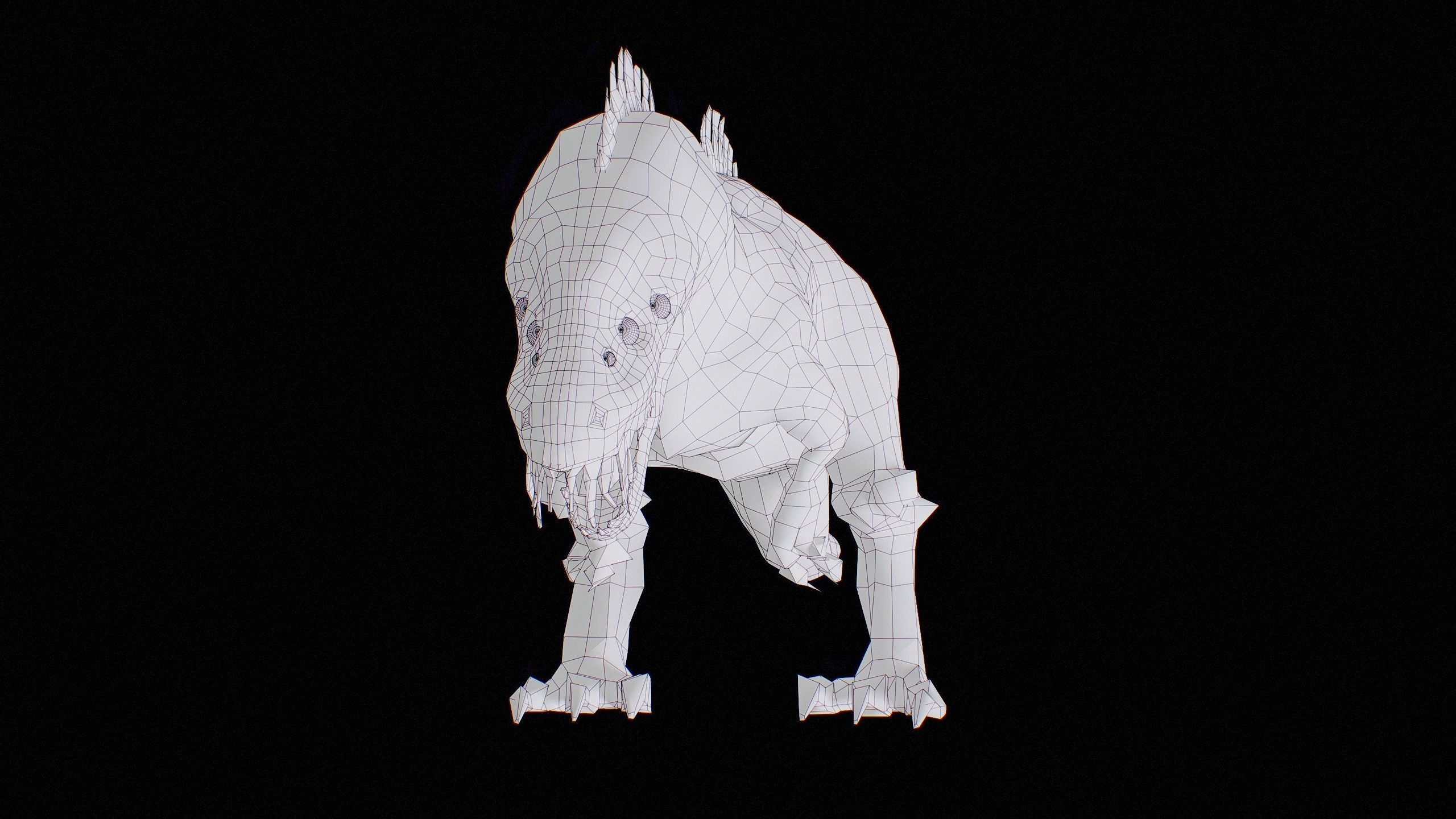 Alien Dinosaur Cartoon Gameready Low-poly 3D model_46