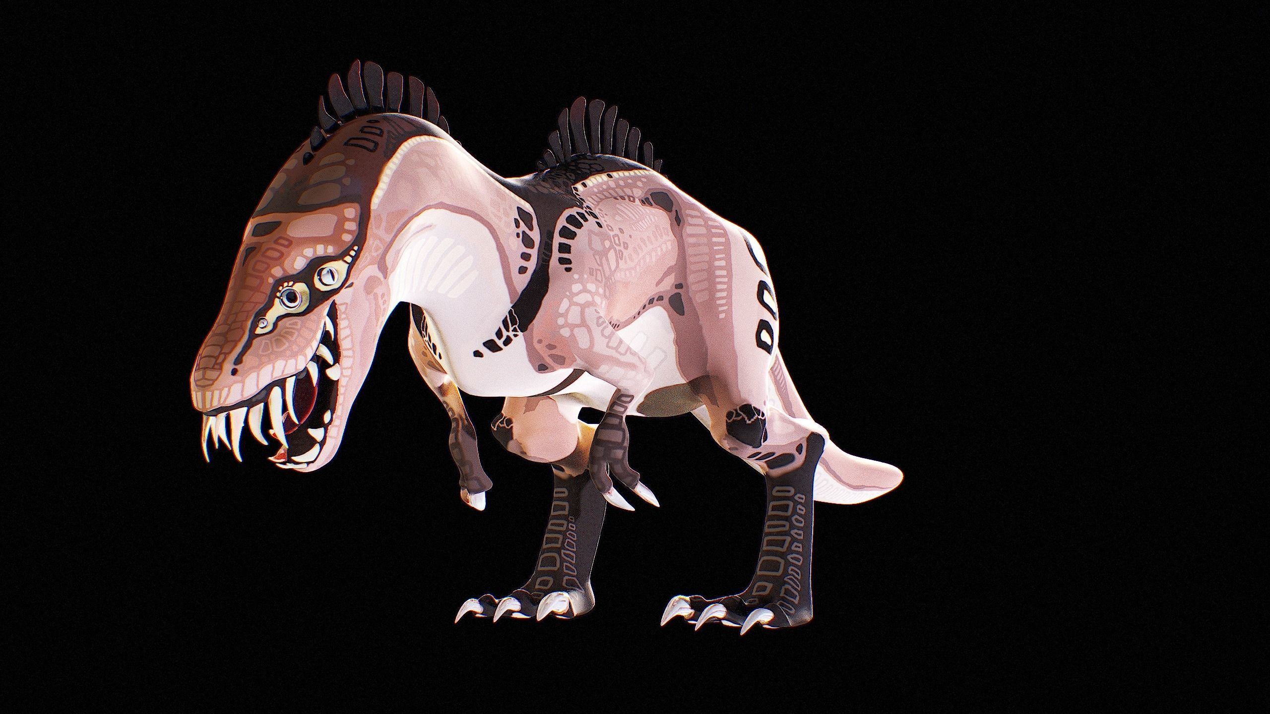 Alien Dinosaur Cartoon Gameready Low-poly 3D model_3