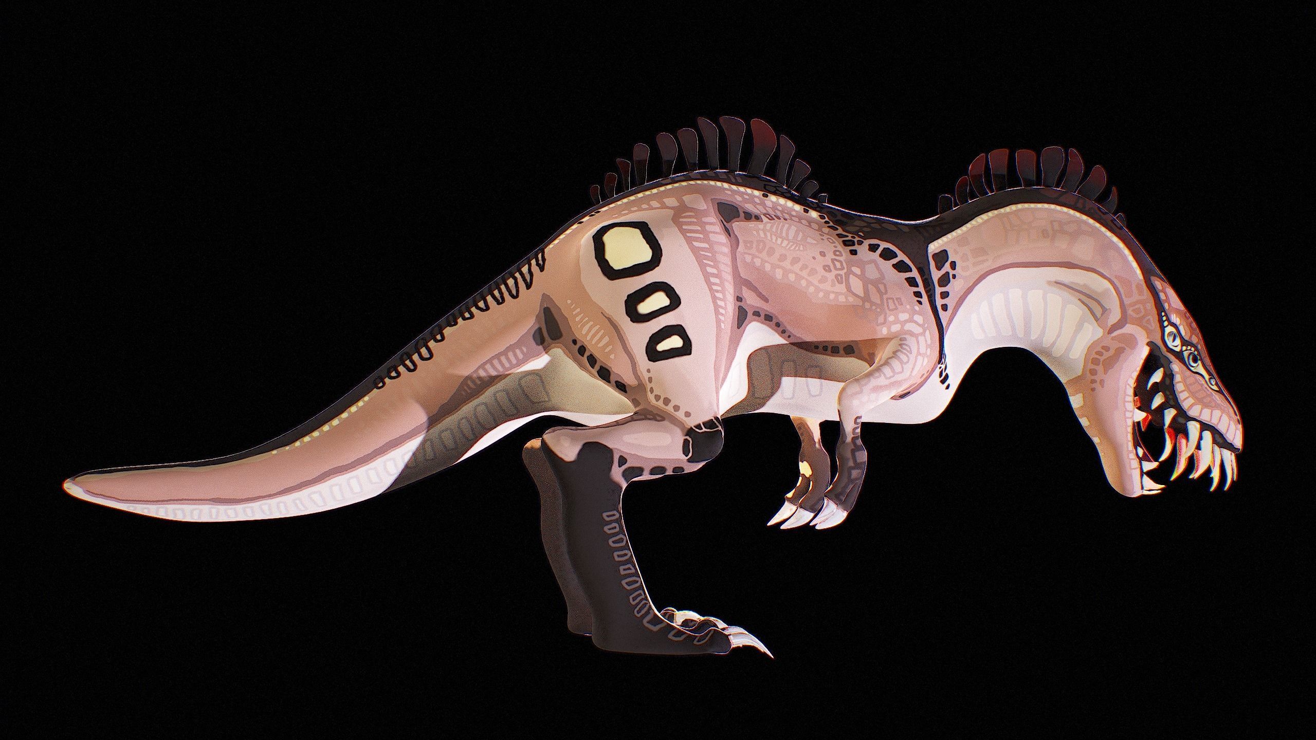 Alien Dinosaur Cartoon Gameready Low-poly 3D model_14
