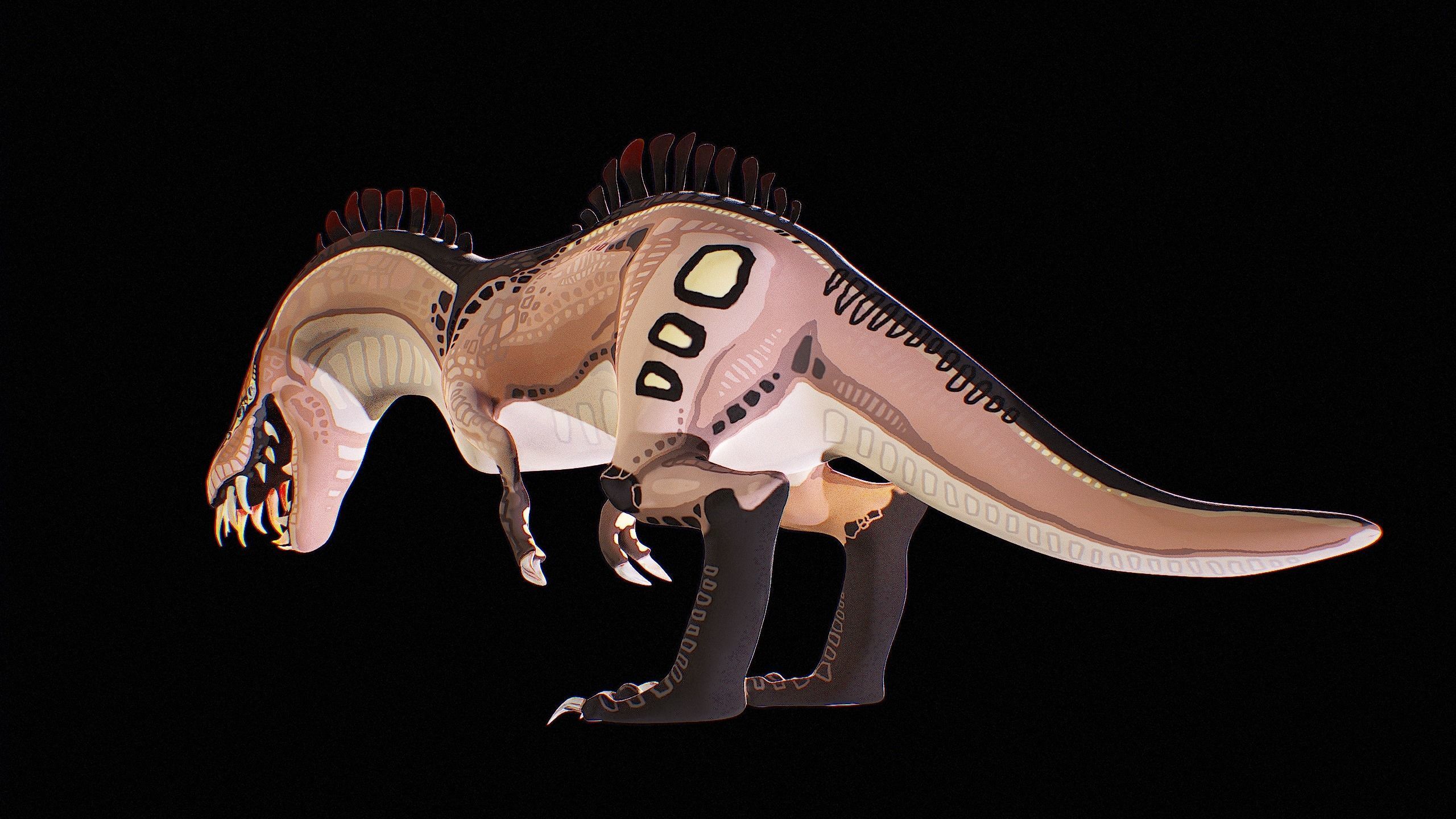 Alien Dinosaur Cartoon Gameready Low-poly 3D model_36