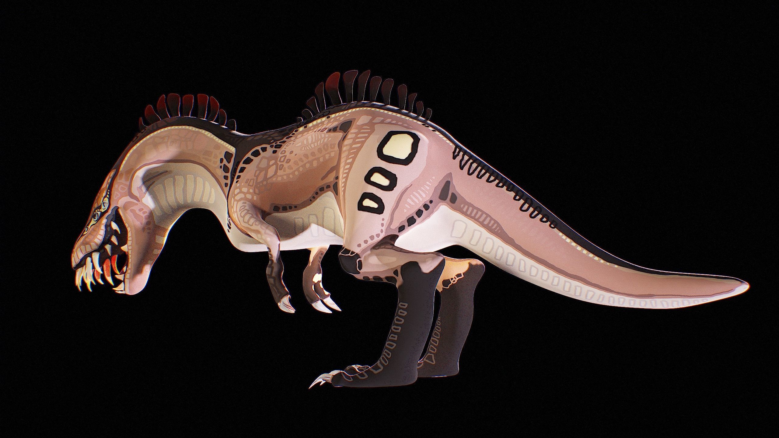 Alien Dinosaur Cartoon Gameready Low-poly 3D model_37