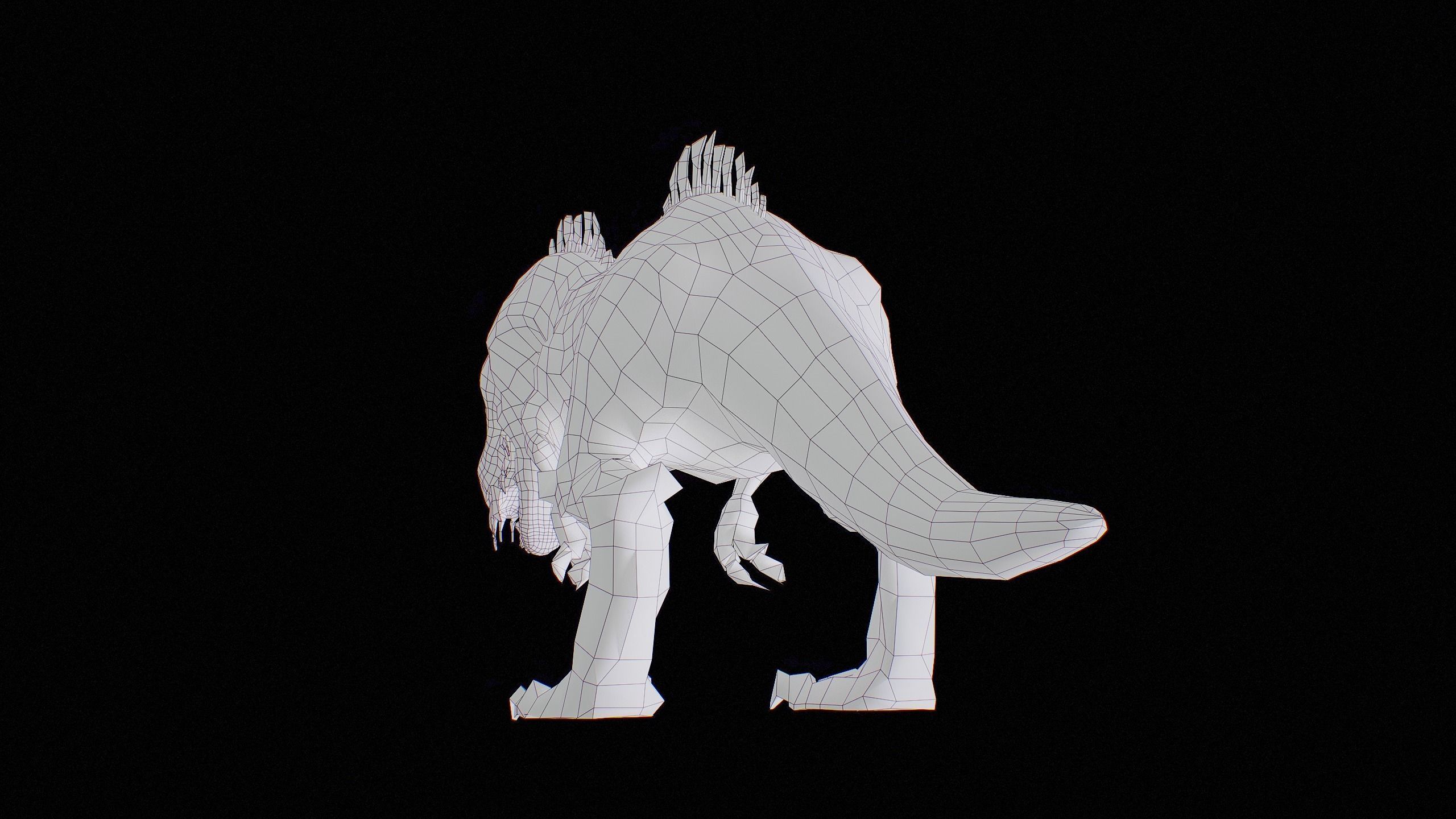 Alien Dinosaur Cartoon Gameready Low-poly 3D model_64