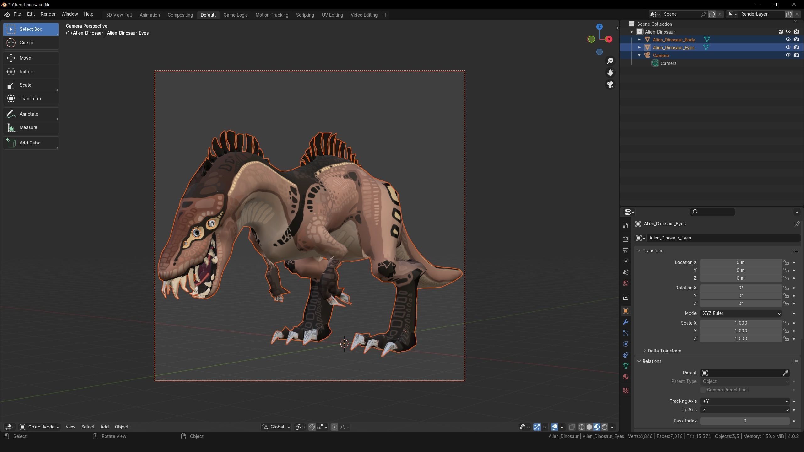Alien Dinosaur Cartoon Gameready Low-poly 3D model_42
