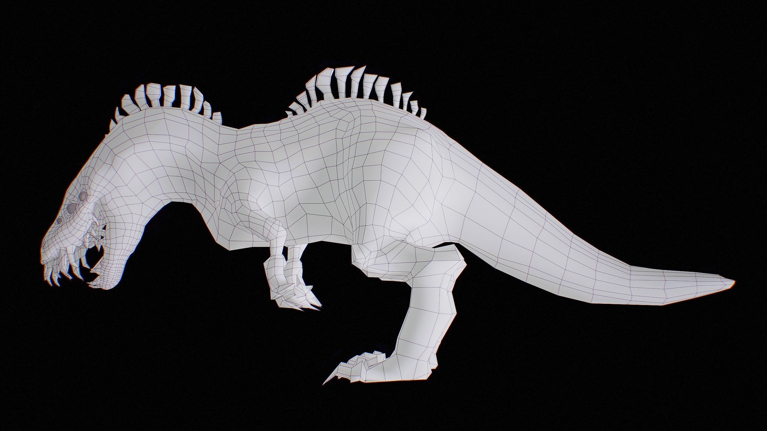 Alien Dinosaur Cartoon Gameready Low-poly 3D model_69